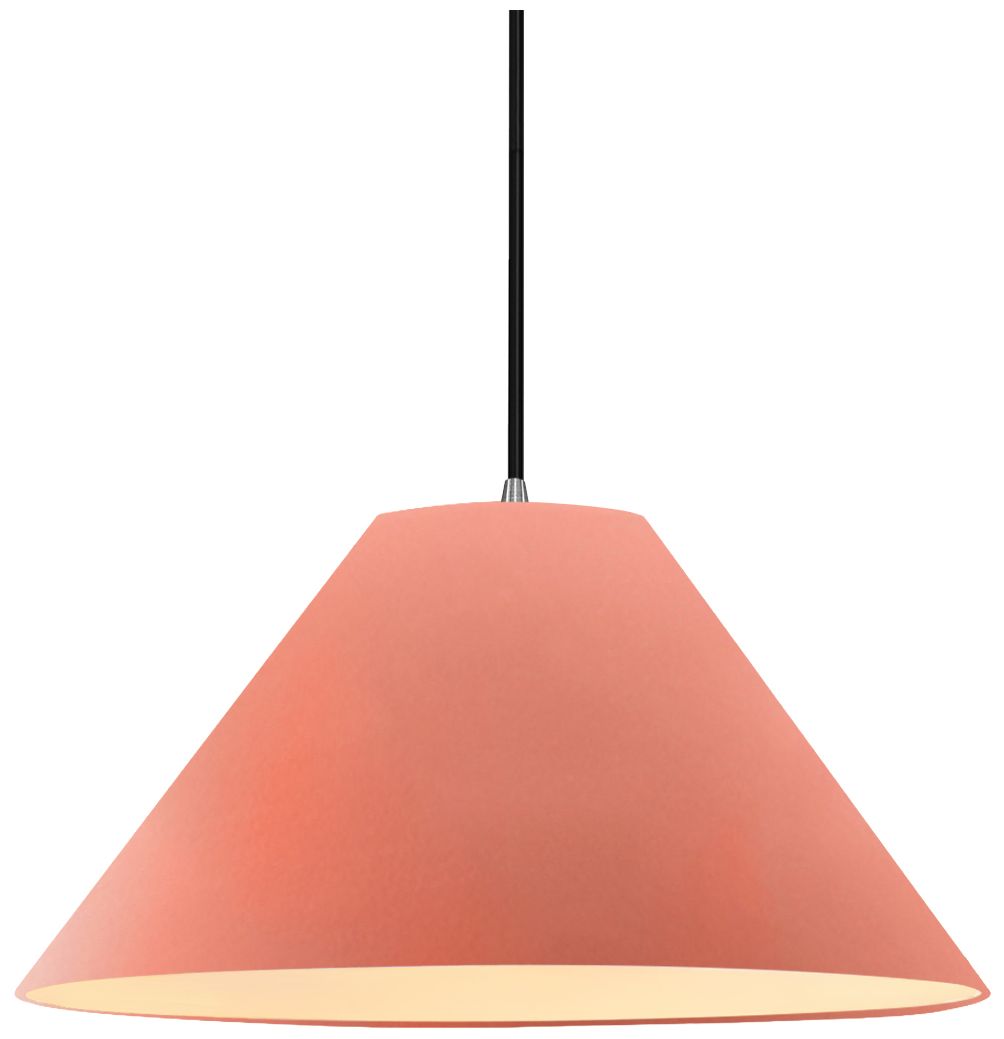 Radiance Avola 15"W Gloss Blush, Brushed Nickel Pendant - Rigid Stem