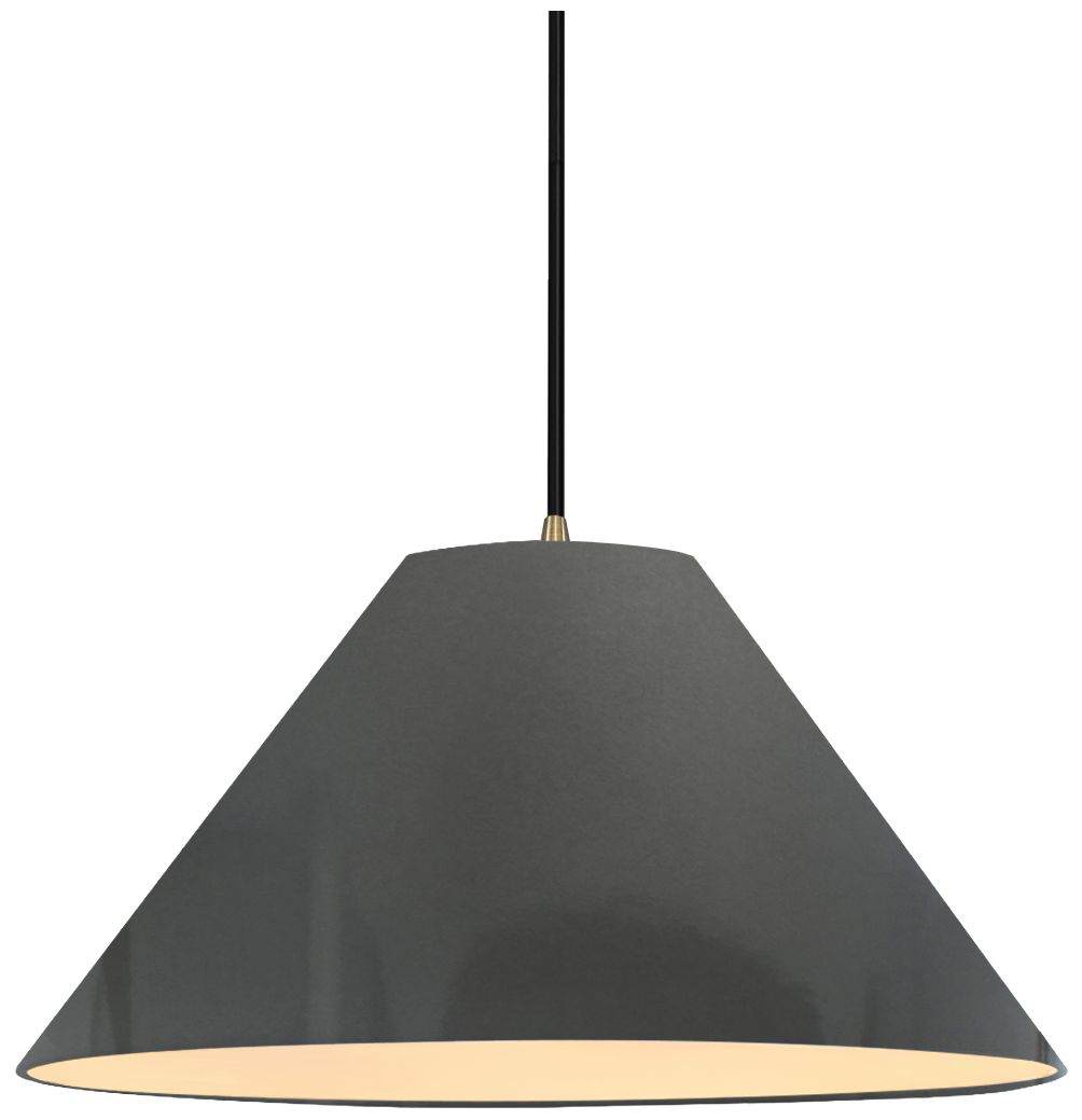 Radiance Avola 15"W Gloss Grey, Antique Brass LED Pendant - Rigid Stem