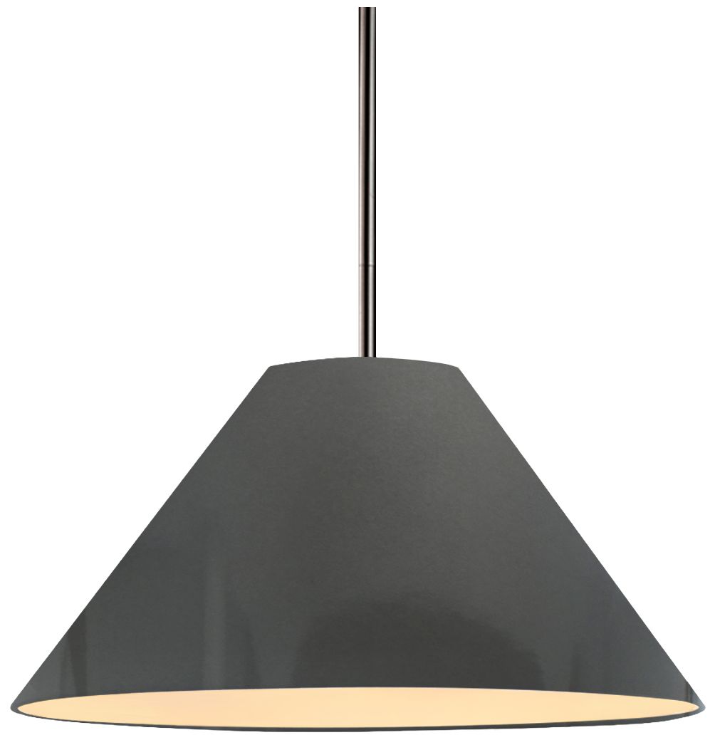 Radiance Avola 15"W Gloss Grey, Brushed Nickel Pendant - White Cord
