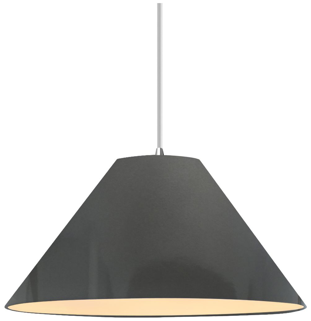 Radiance Avola 15"W Gloss Grey, Dark Bronze Pendant - Black Cord