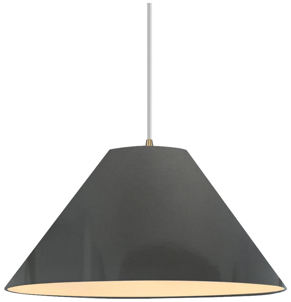 Radiance Avola 15"W Gloss Grey, Polished Chrome LED Pendant - Black Cord