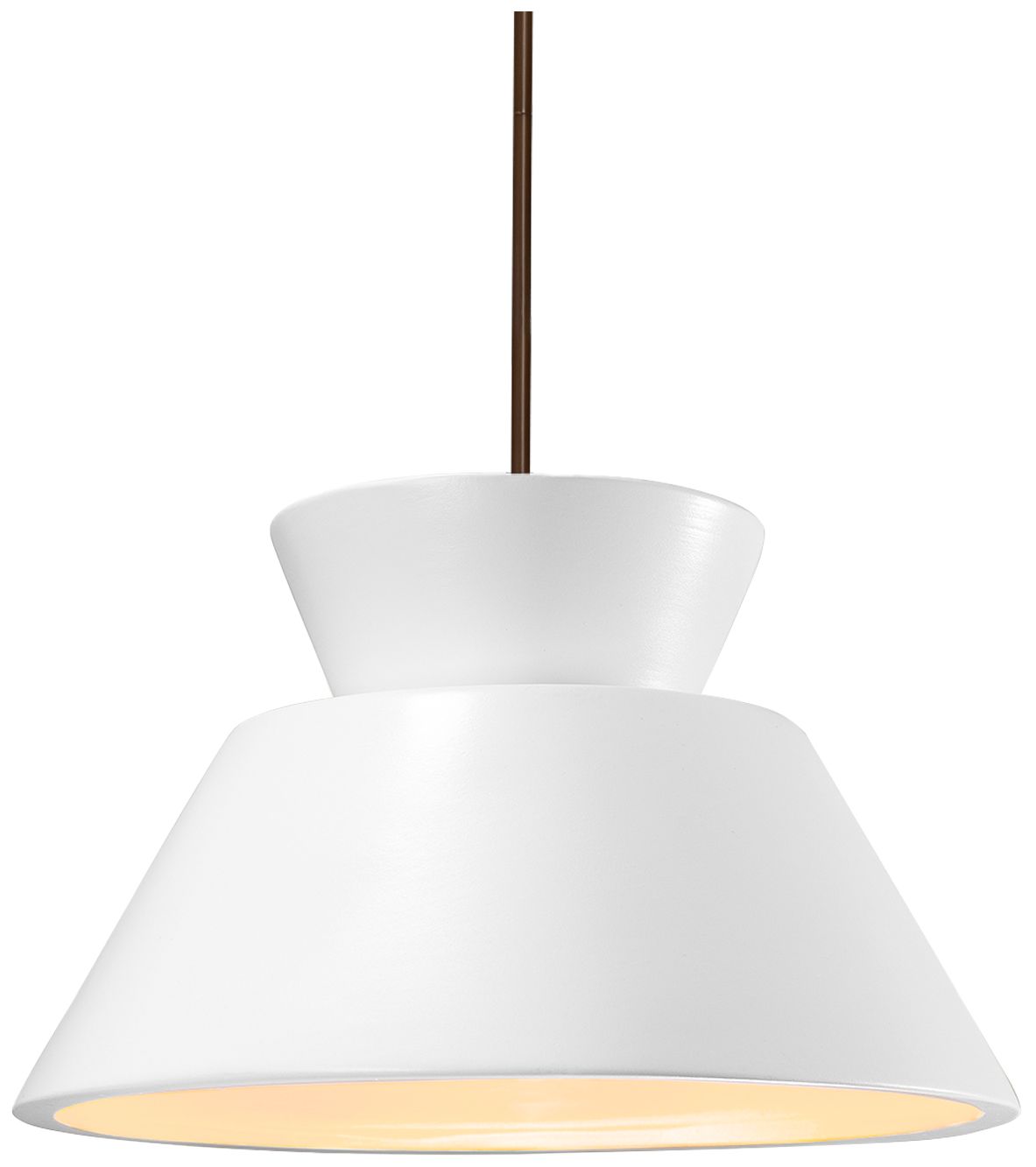 Radiance Avola 15"W Gloss White, Antique Brass Pendant - Rigid Stem