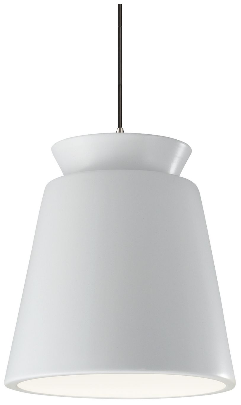 Radiance Avola 15"W Glossy White, Brushed Nickel Pendant - White Cord