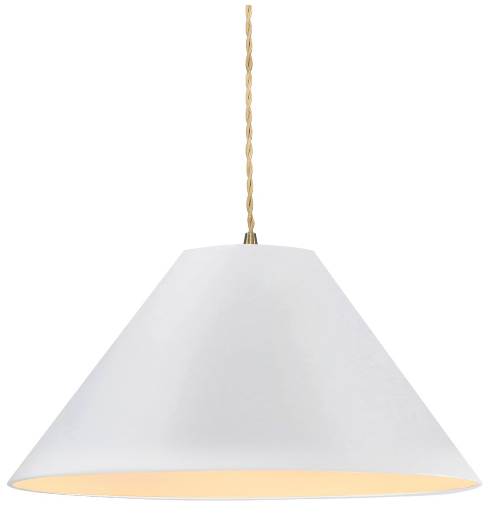 Radiance Avola 15" Wide Bisque LED Pendant With Brass Beige Twist Cord