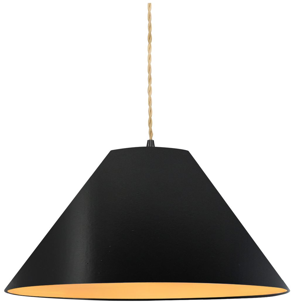 Radiance Avola 15" Wide Matte Black Gold Pendant With Beige Twist Cord