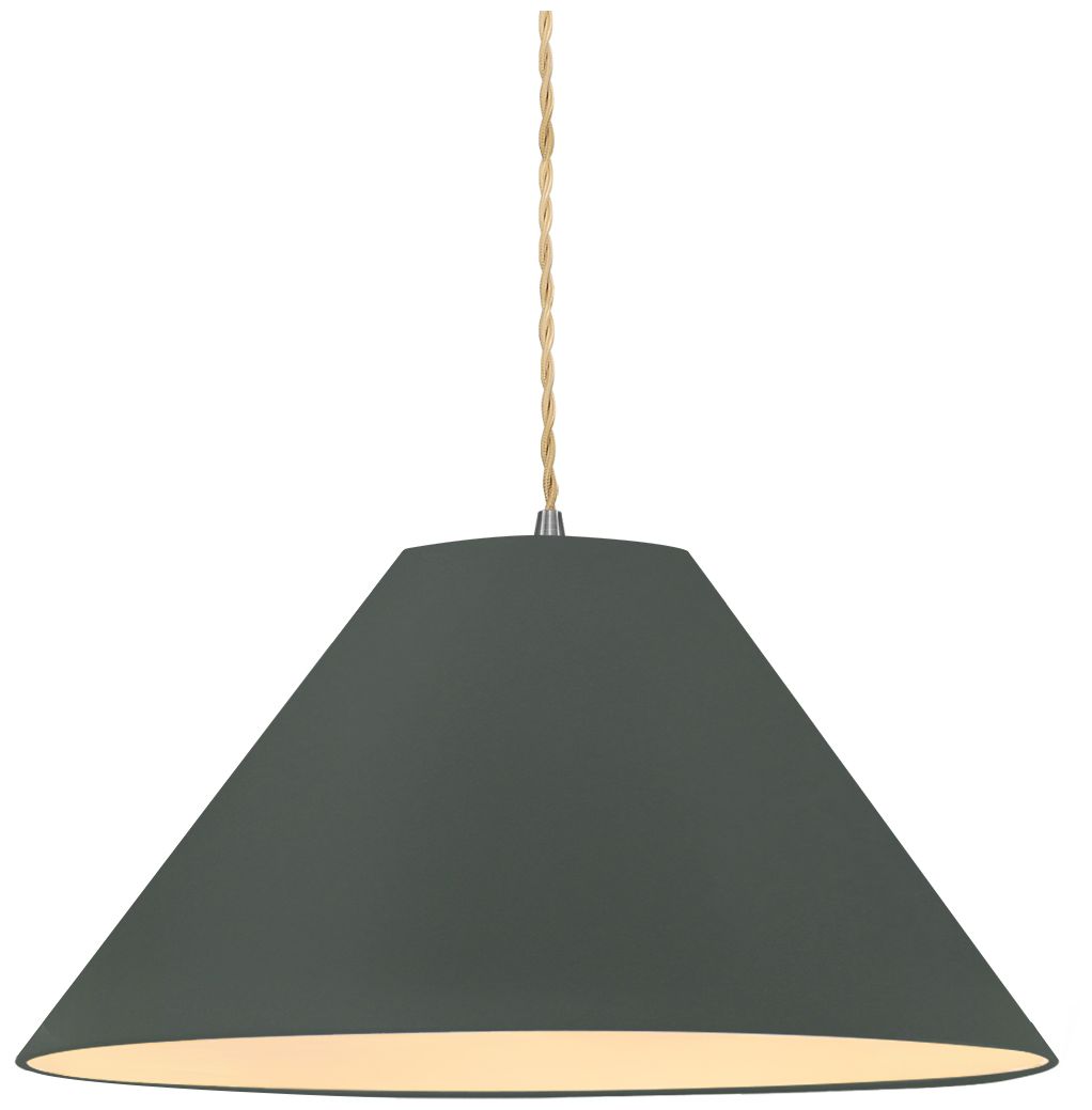 Radiance Avola 15" Wide Pewter Green LED Pendant w/ Nickel Beige Twist Cord