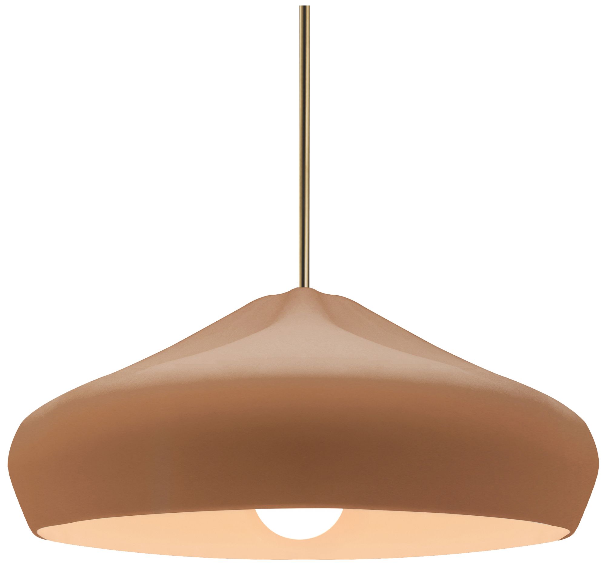 Radiance Crease 15.25"W Adobe, Antique Brass Pendant - White Cord