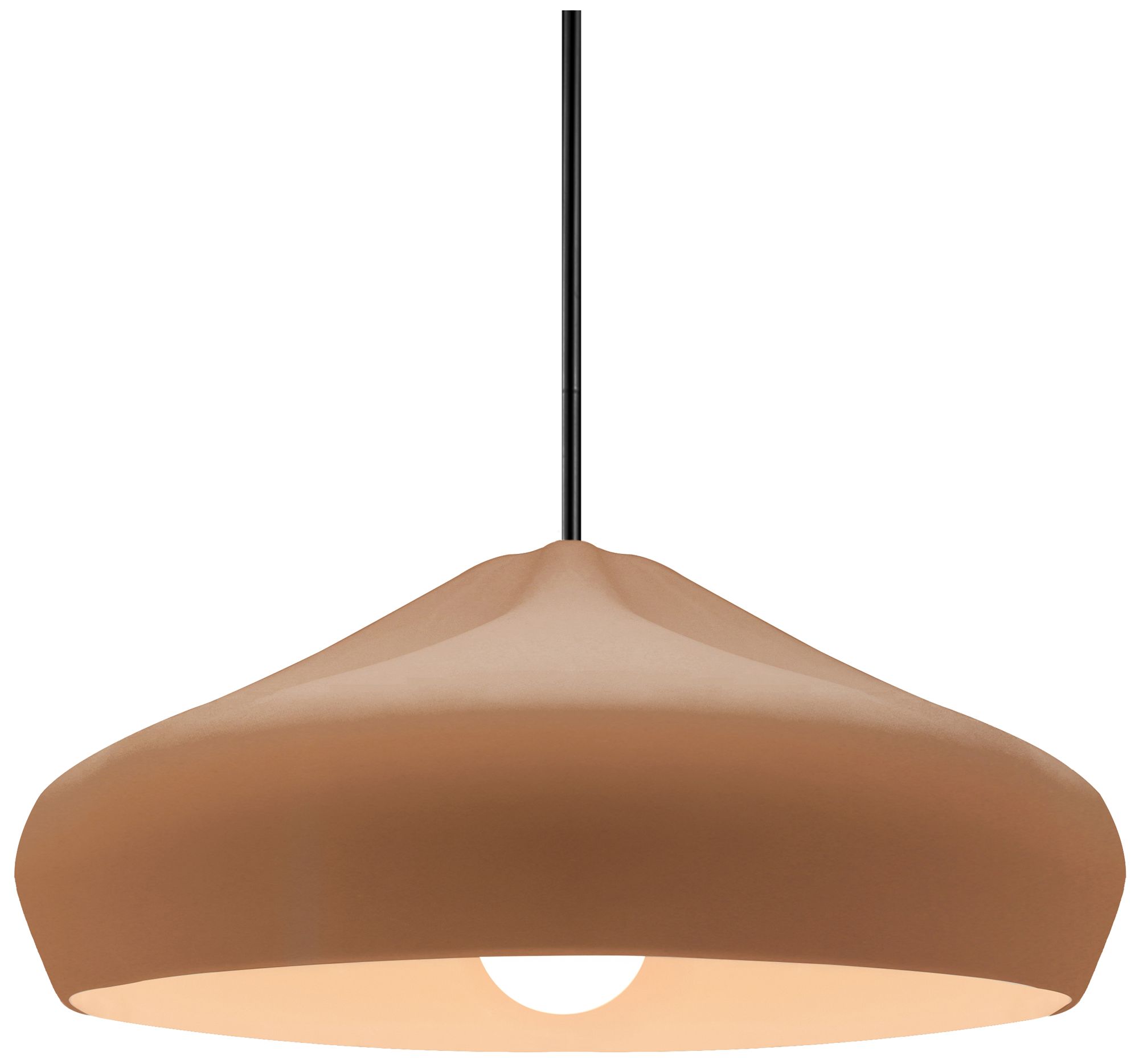 Radiance Crease 15.25"W Adobe, Matte Black Pendant - White Cord