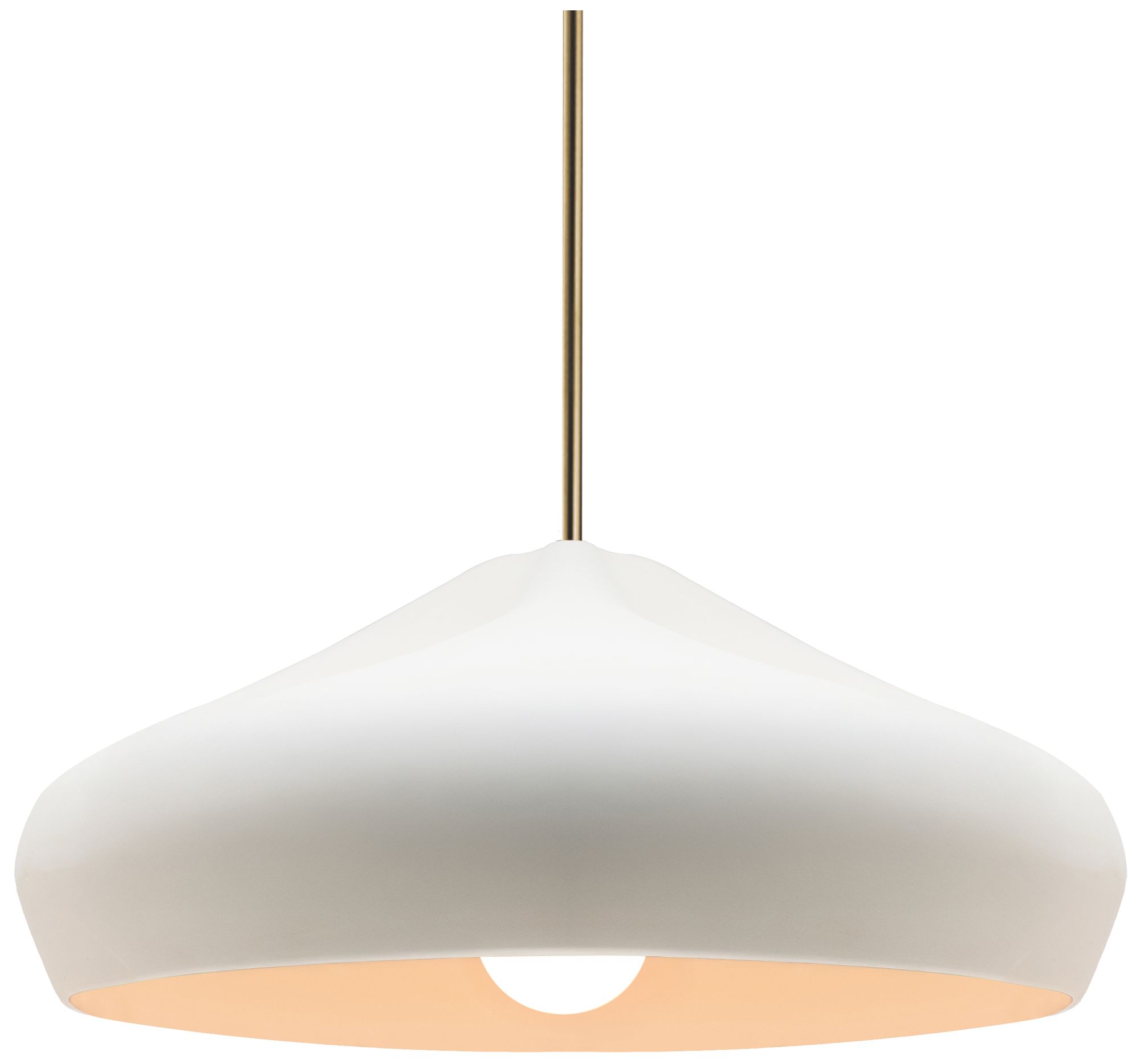 Radiance Crease 15.25"W Bisque, Antique Brass Pendant - White Cord