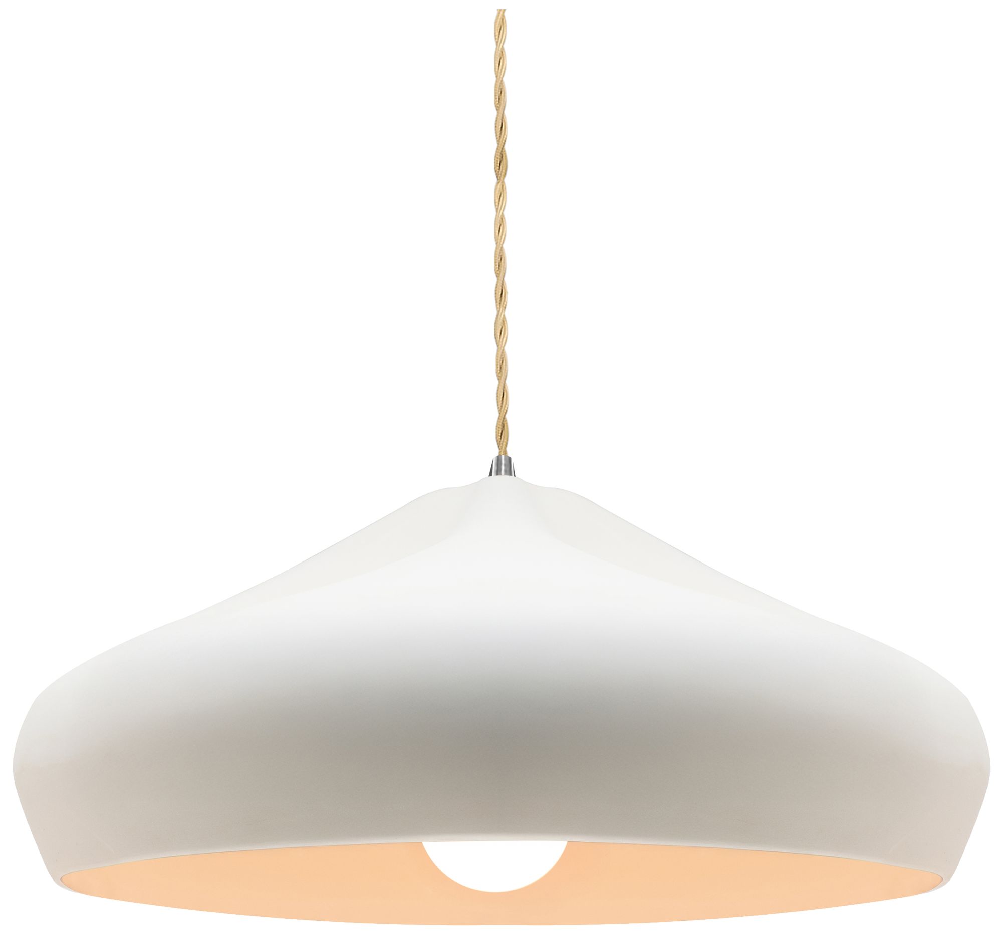 Radiance Crease 15.25"W Bisque, Brushed Nickel Pendant - Rigid Stem