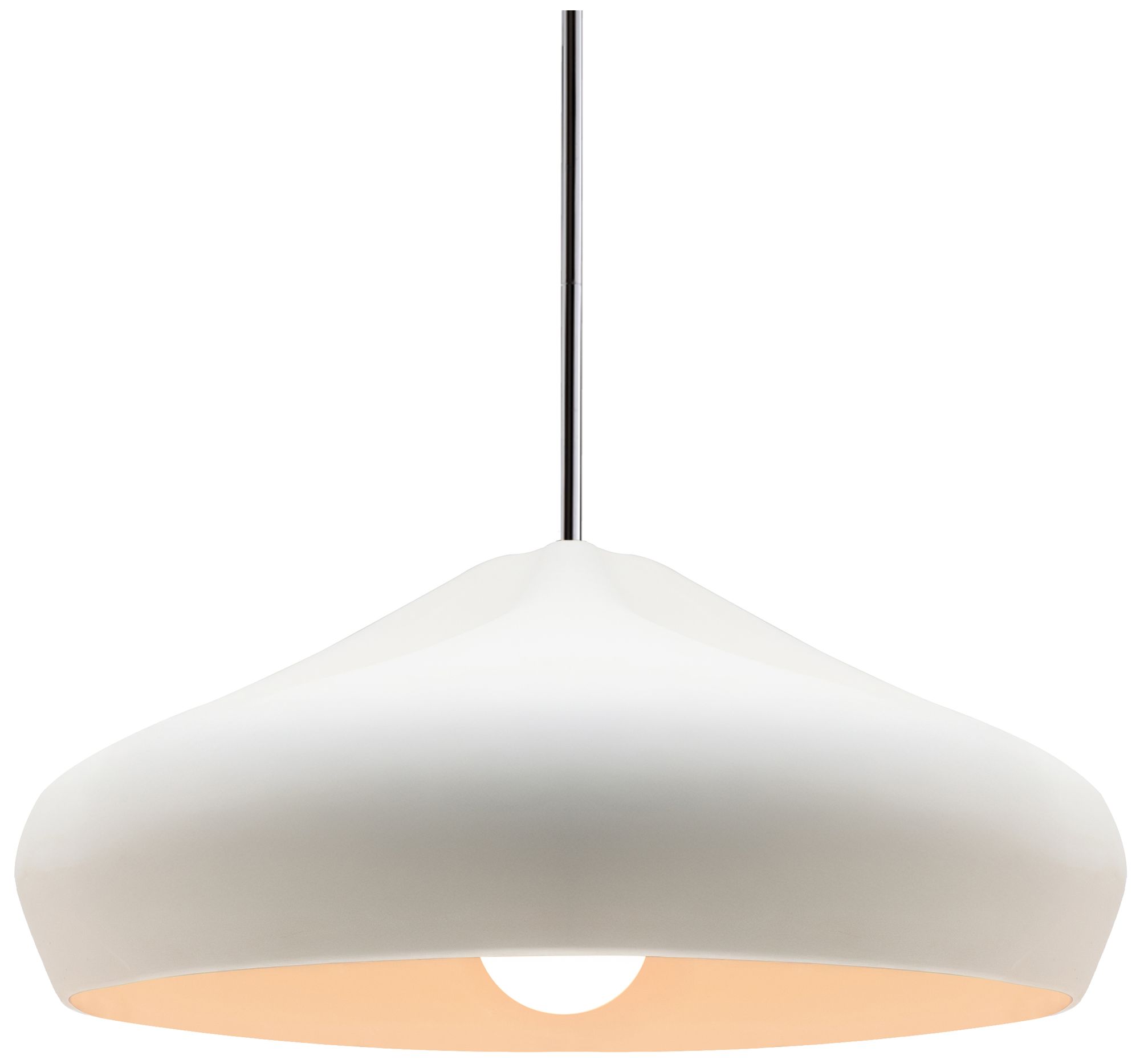 Radiance Crease 15.25"W Bisque, Polished Chrome LED Pendant - White Cord