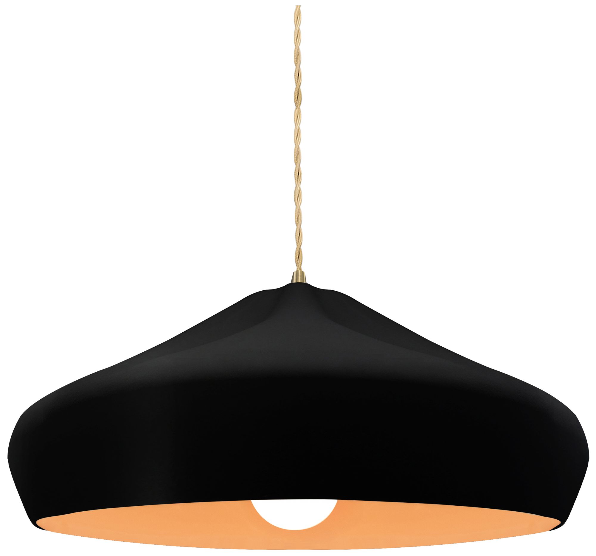 Radiance Crease 15.25"W Black/Gold, Antique Brass Pendant - Rigid Stem