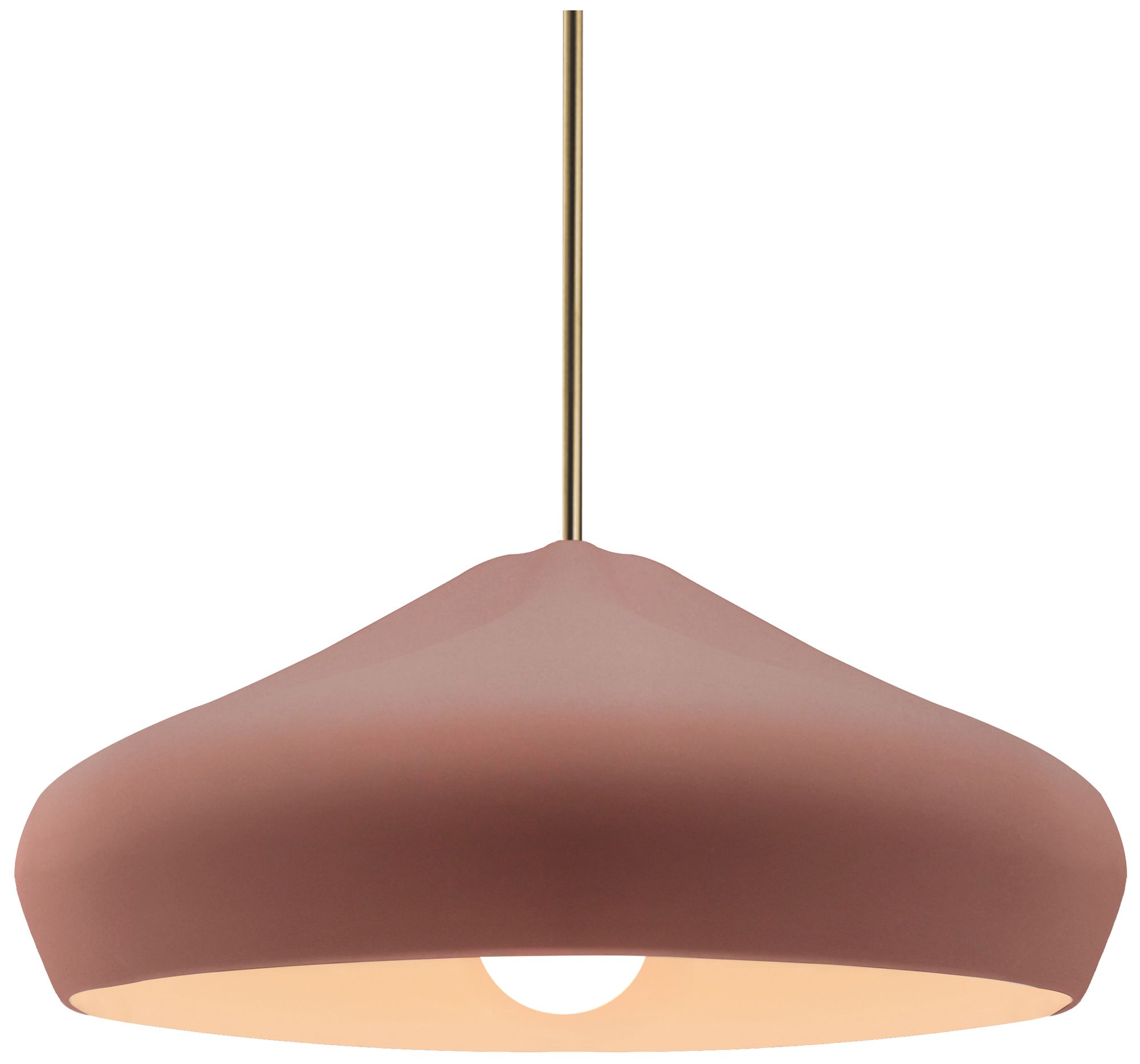 Radiance Crease 15.25"W Canyon Clay, Antique Brass Pendant - White Cord