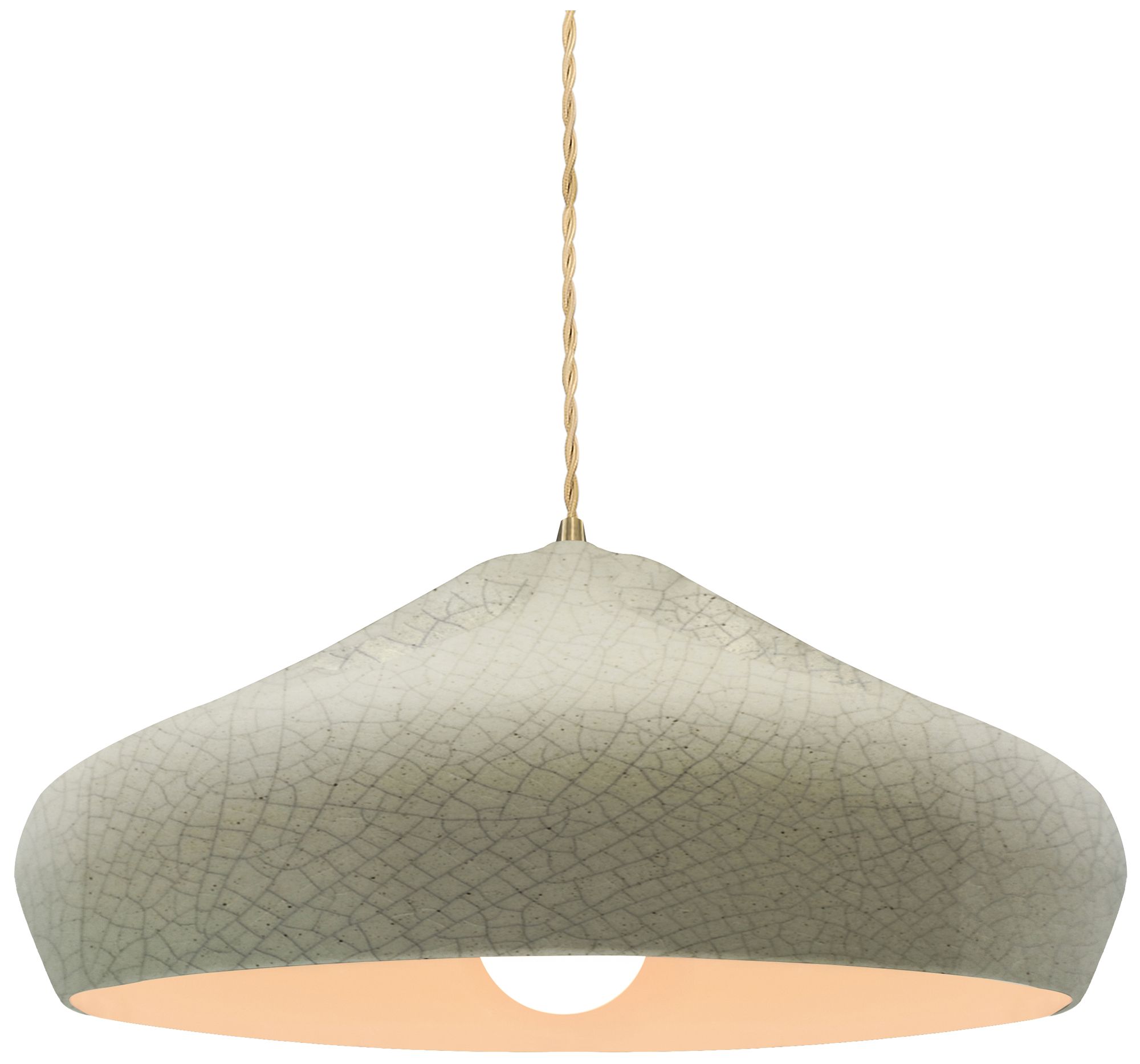 Radiance Crease 15.25"W Celadon Crackle, Antique Brass Pendant