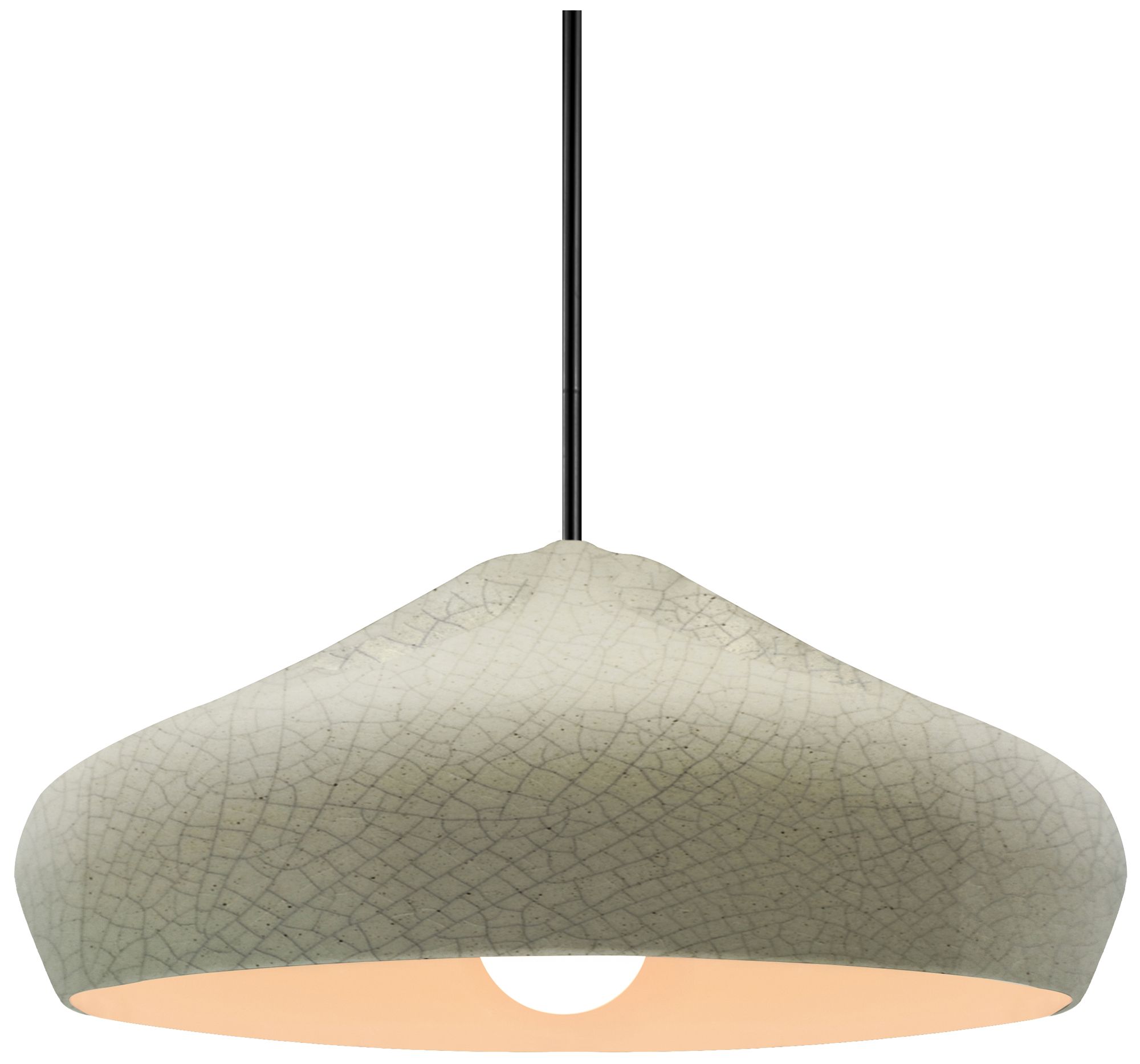 Radiance Crease 15.25"W Celadon Crackle, Matte Black LED Pendant-White Cord