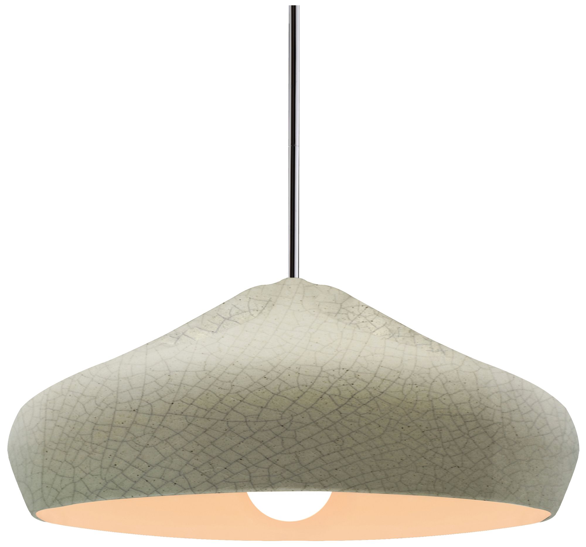 Radiance Crease 15.25"W Celadon Green Crackle, Chrome Pendant - White Cord