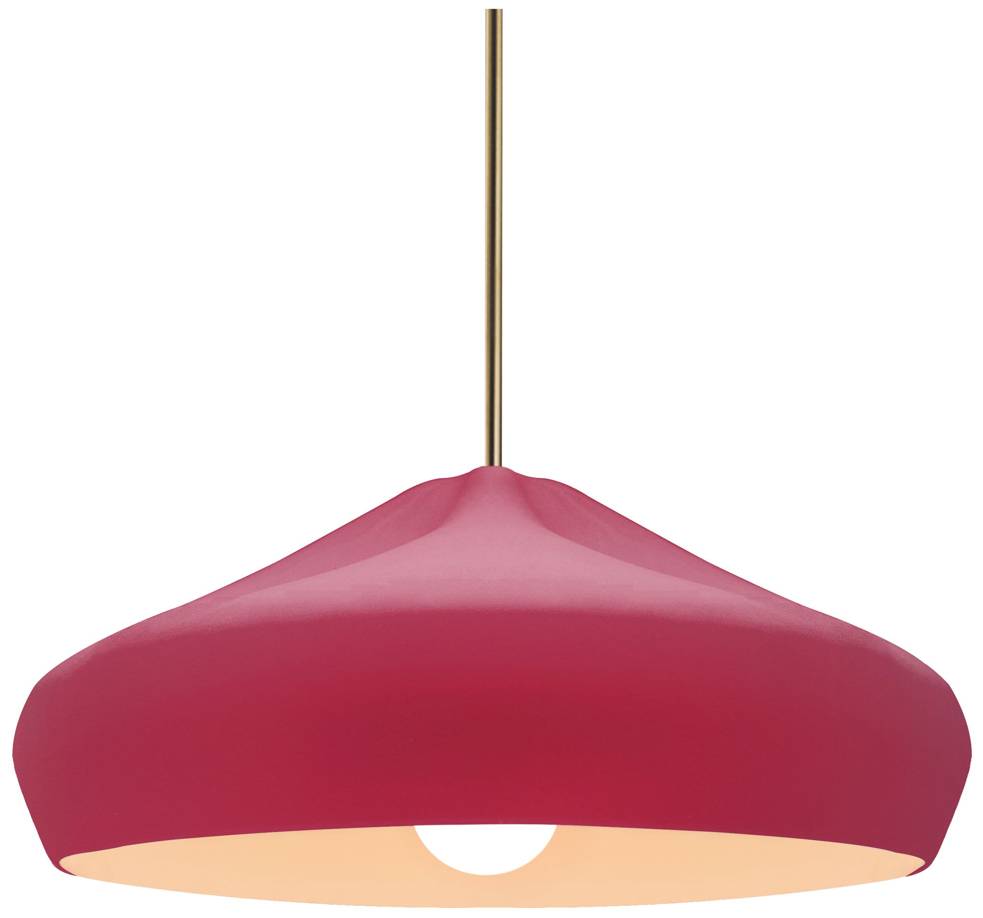 Radiance Crease 15.25"W Cerise, Antique Brass LED Pendant - White Cord