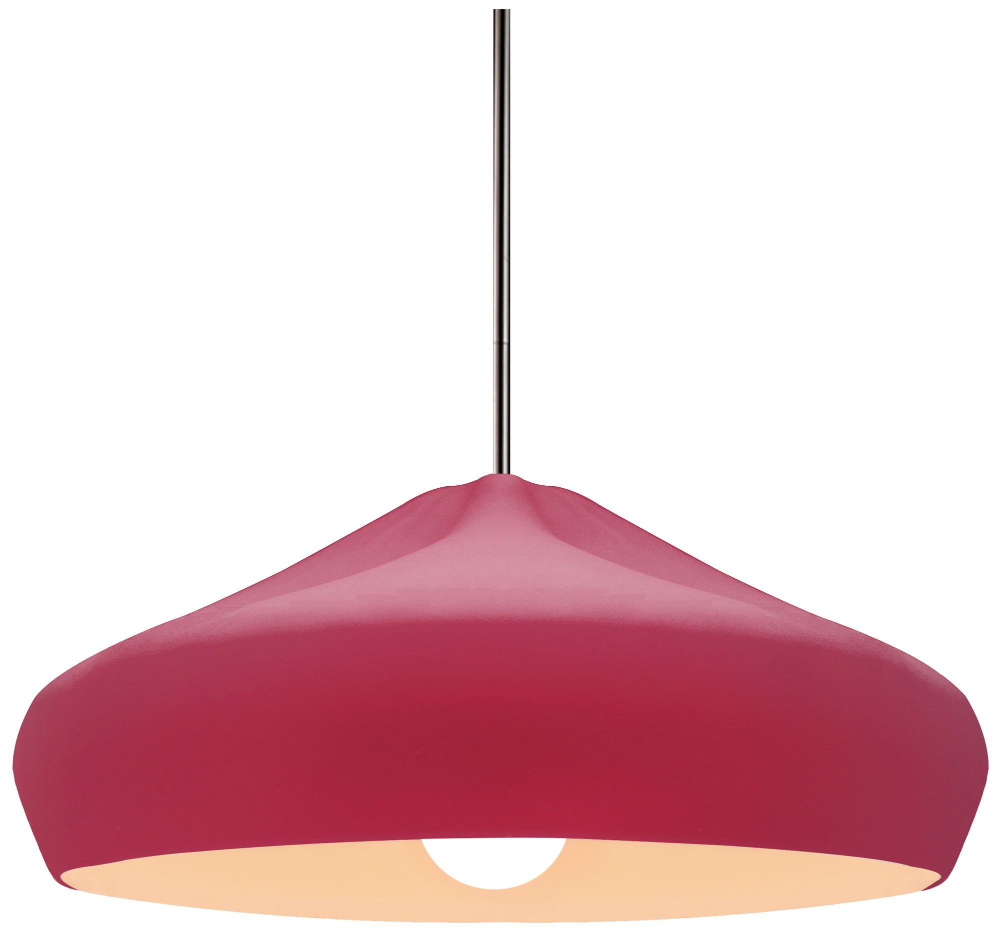 Radiance Crease 15.25"W Cerise, Brushed Nickel LED Pendant - White Cord