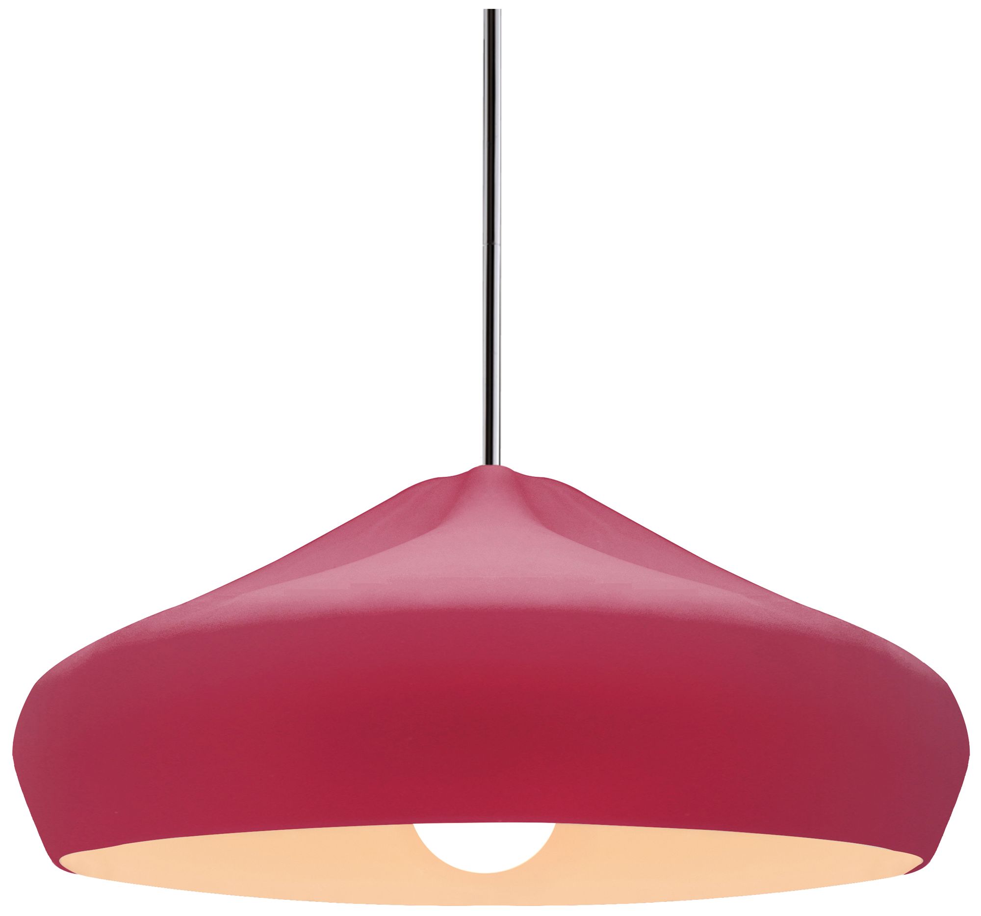 Radiance Crease 15.25"W Cerise, Polished Chrome LED Pendant - White Cord