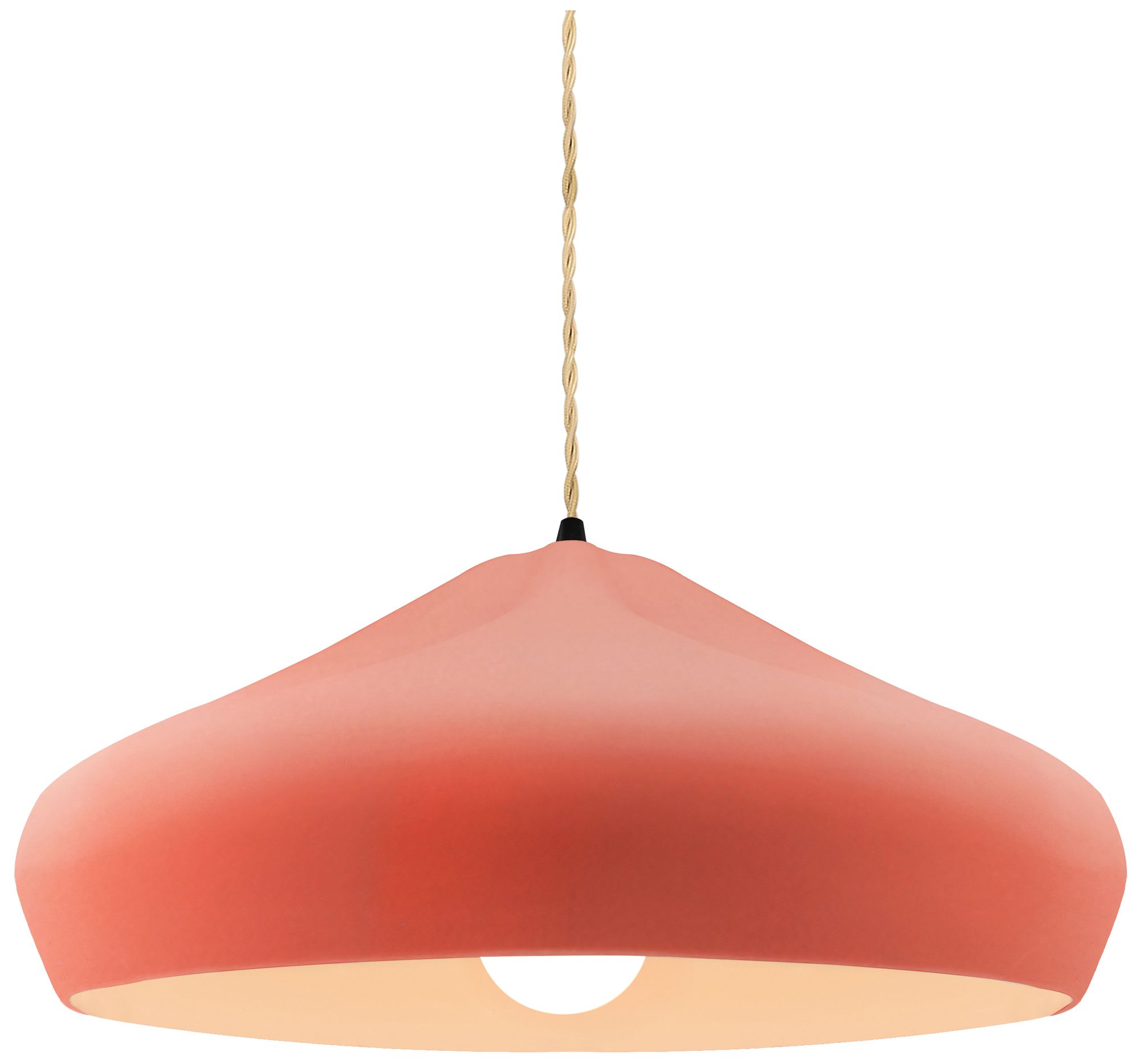 Radiance Crease 15.25"W Gloss Blush, Black LED Pendant Rigid Stem