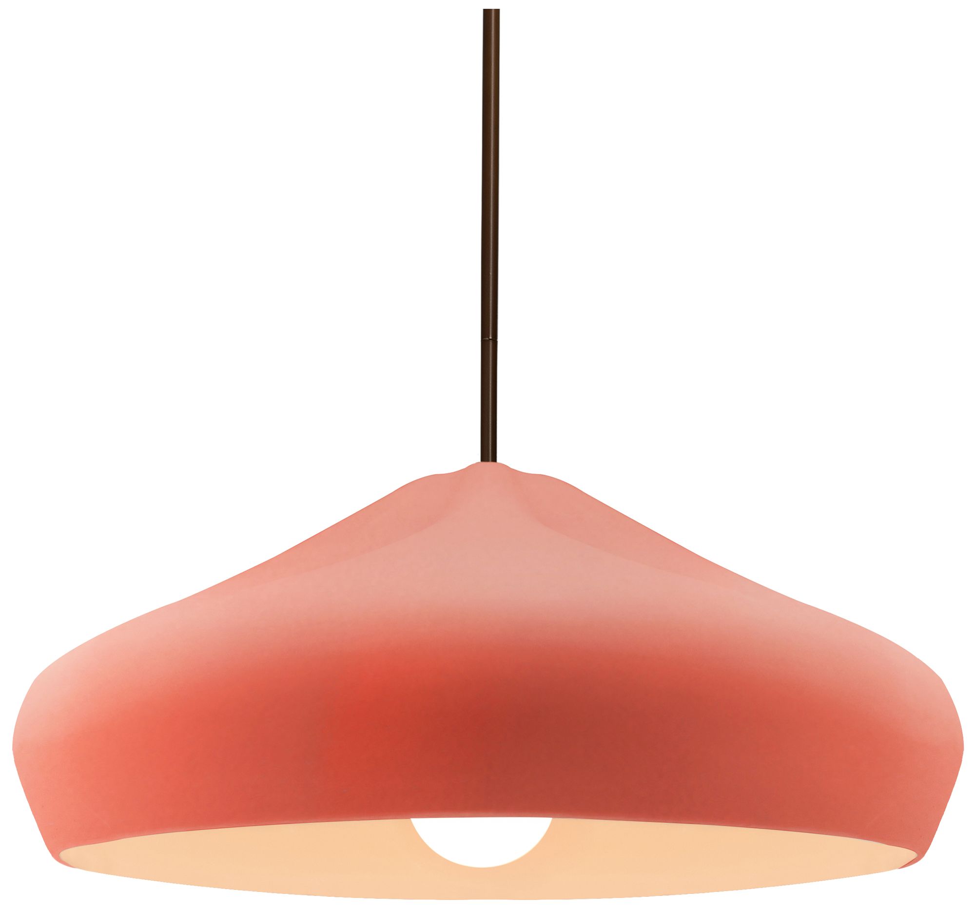 Radiance Crease 15.25"W Gloss Blush, Dark Bronze LED Pendant - White Cord
