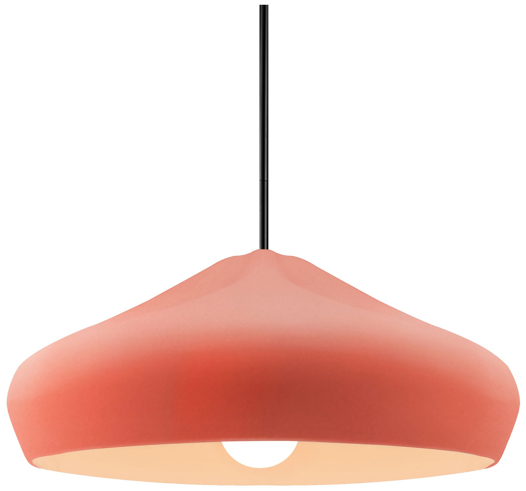 Radiance Crease 15.25"W Gloss Blush, Matte Black Pendant - White Cord