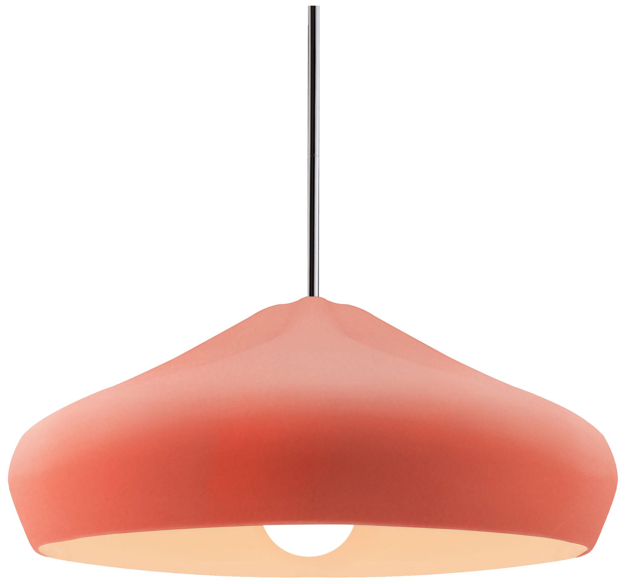 Radiance Crease 15.25"W Gloss Blush, Polished Chrome Pendant - White Cord