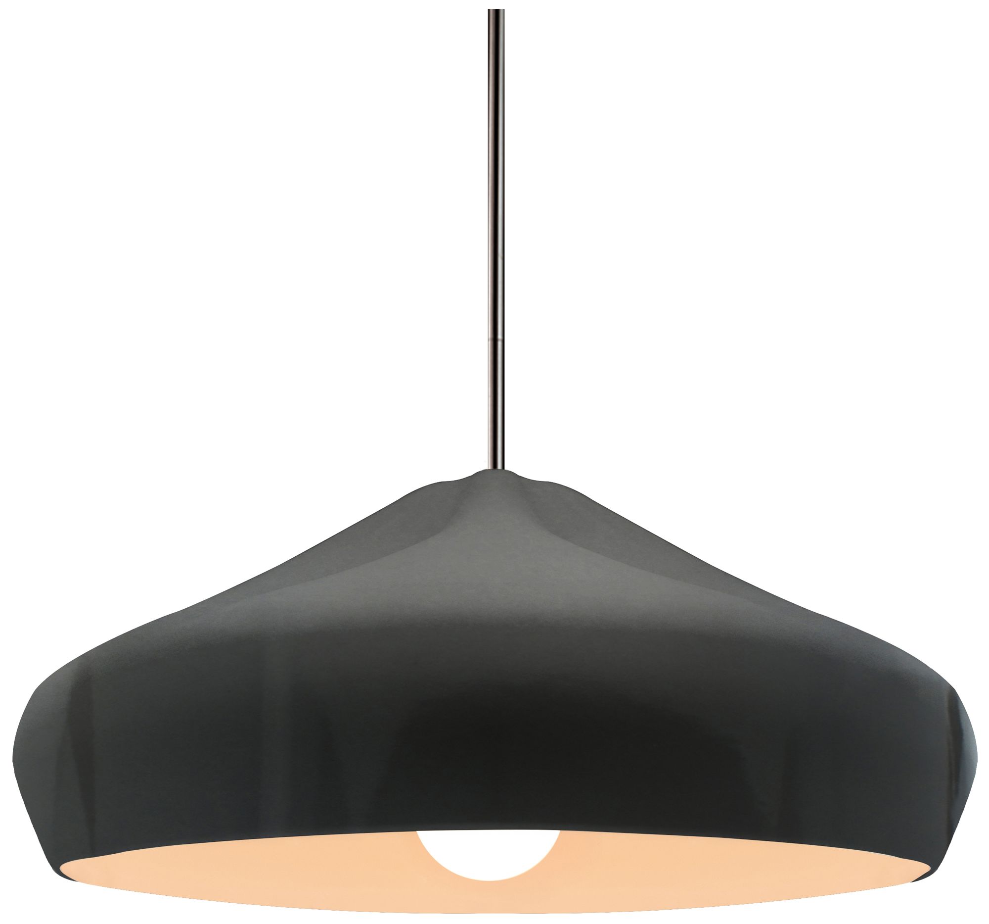 Radiance Crease 15.25"W Gloss Grey, Brushed Nickel Pendant - White Cord