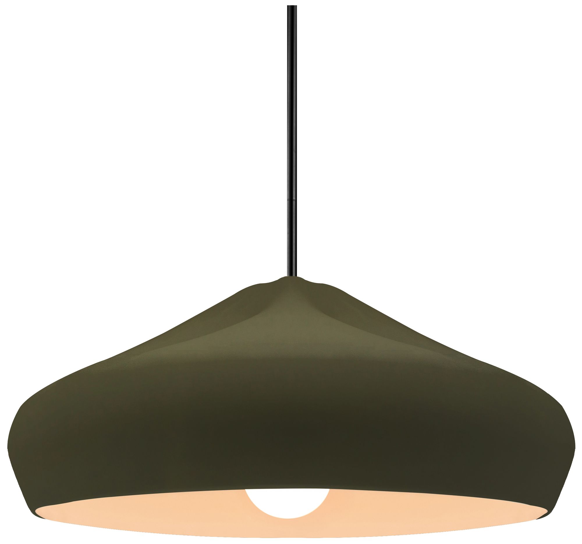 Radiance Crease 15.25"W Matte Green, Black LED Pendant White Cord