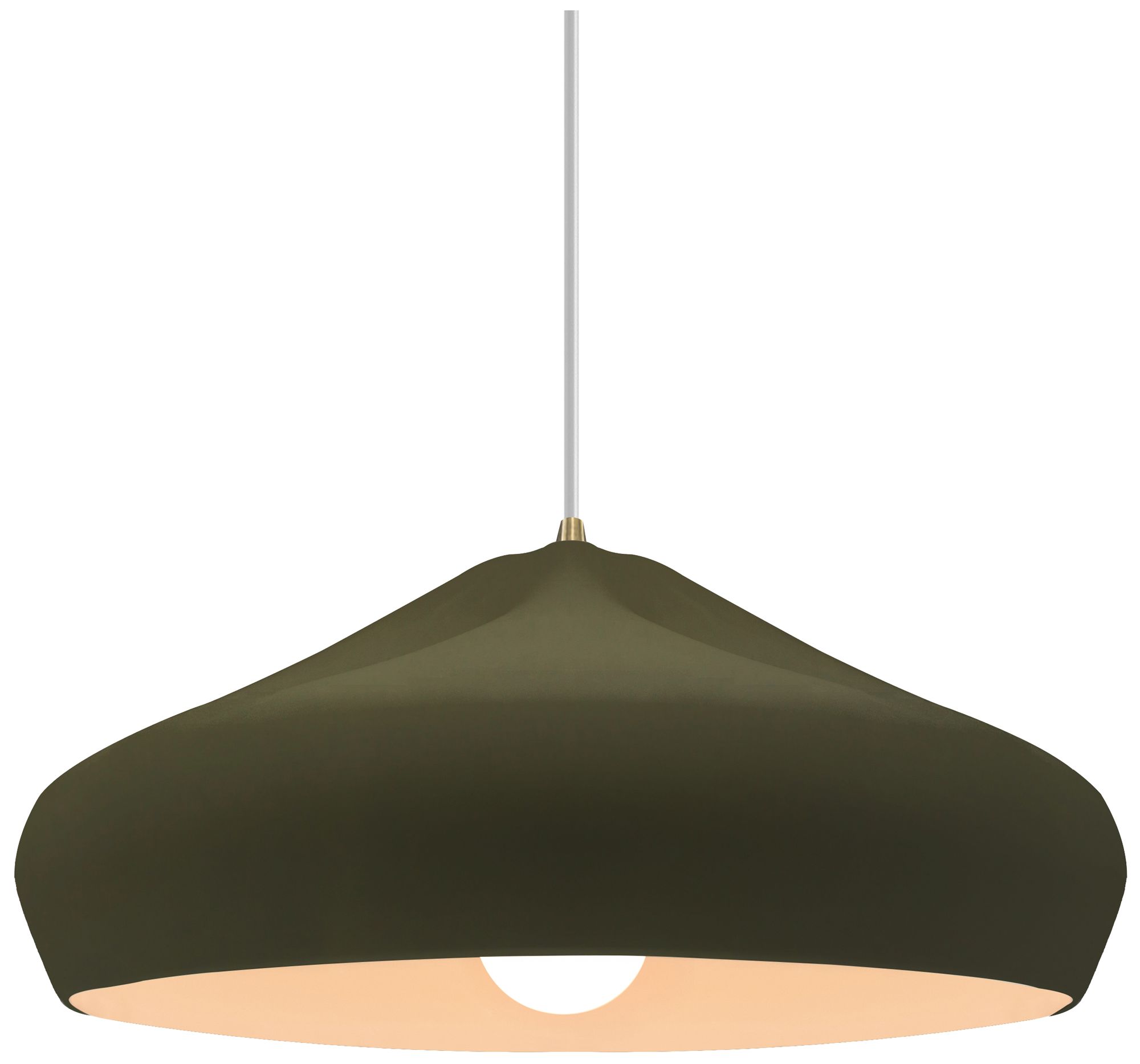 Radiance Crease 15.25"W Matte Green, Chrome LED Pendant - Rigid Stem