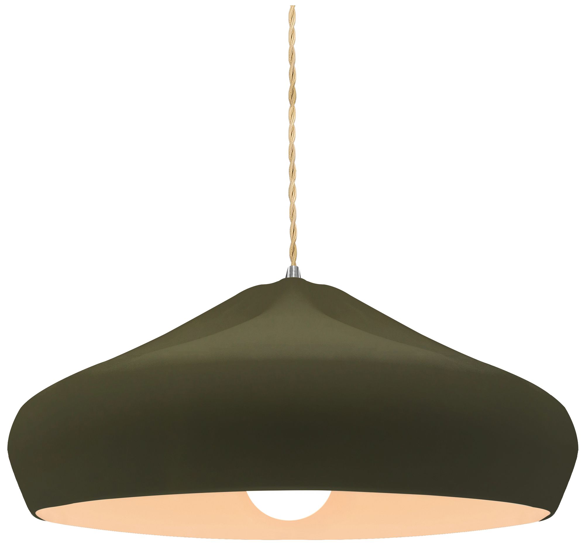 Radiance Crease 15.25"W Matte Green, Nickel LED Pendant - Rigid Stem