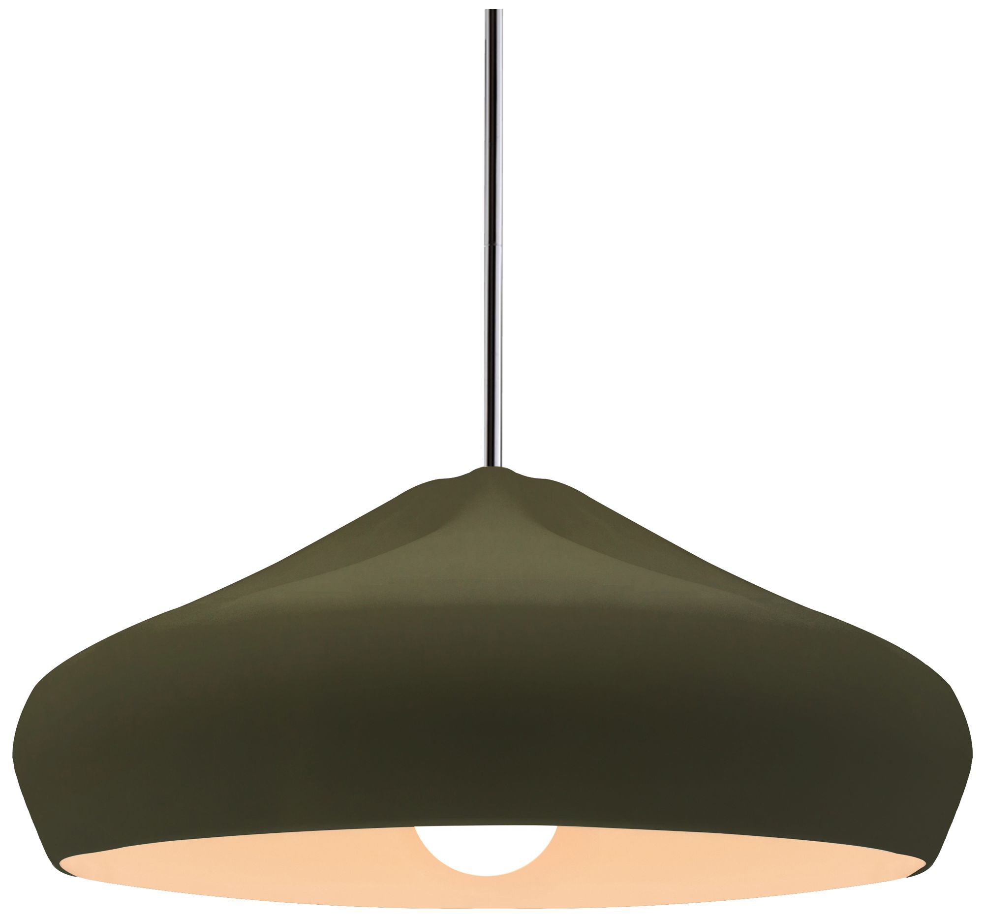 Radiance Crease 15.25"W Matte Green, Polished Chrome Pendant