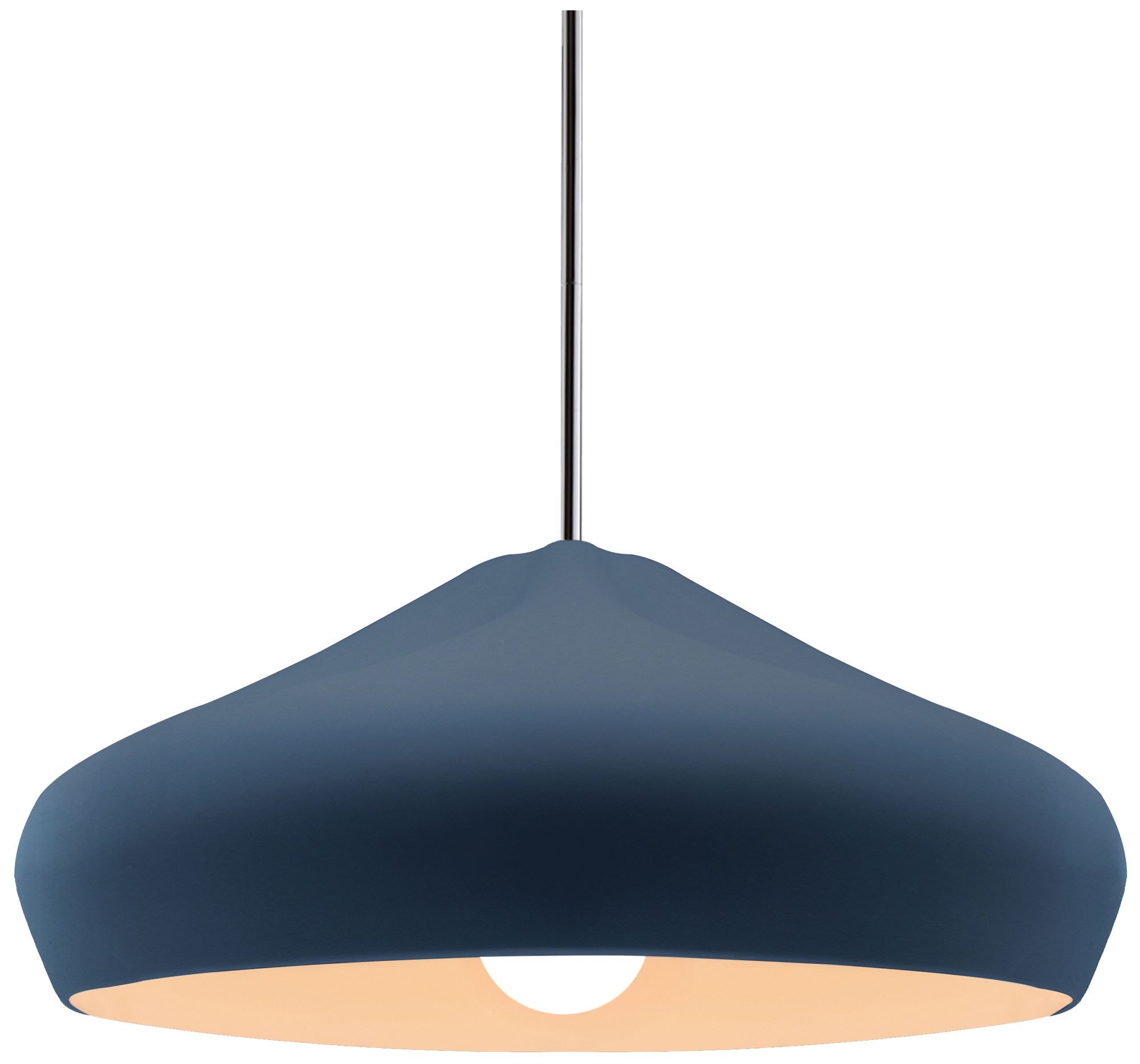 Radiance Crease 15.25"W Midnight Sky, Polished Chrome Pendant - White Cord