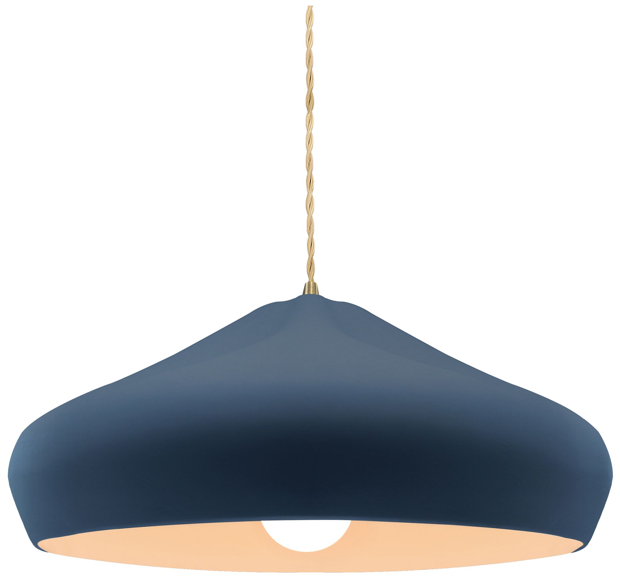 Radiance Crease 15.25"W Midnight/White, Antique Brass Pendant-Rigid Stem