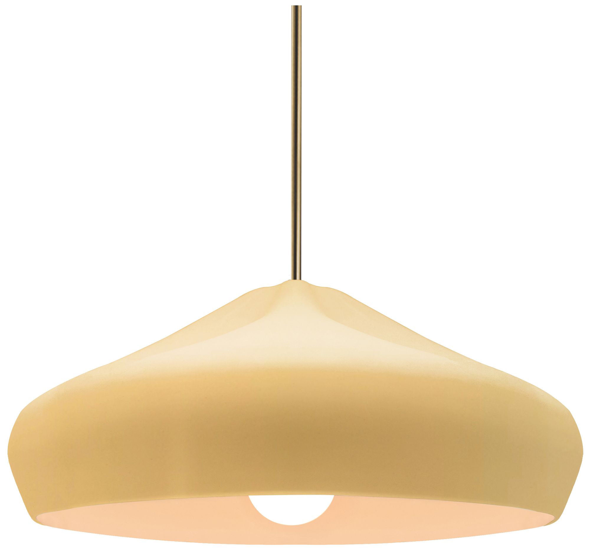 Radiance Crease 15.25"W Muted Yellow, Antique Brass Pendant - White Cord