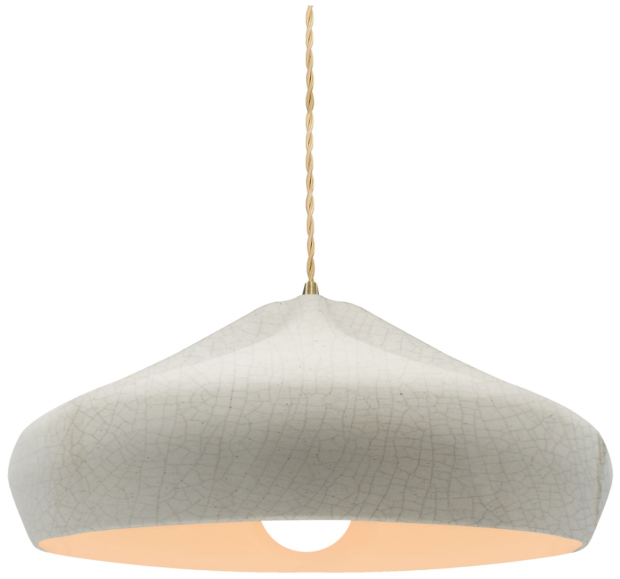 Radiance Crease 15.25"W White Crackle, Antique Brass LED Pendant-Rigid Stem