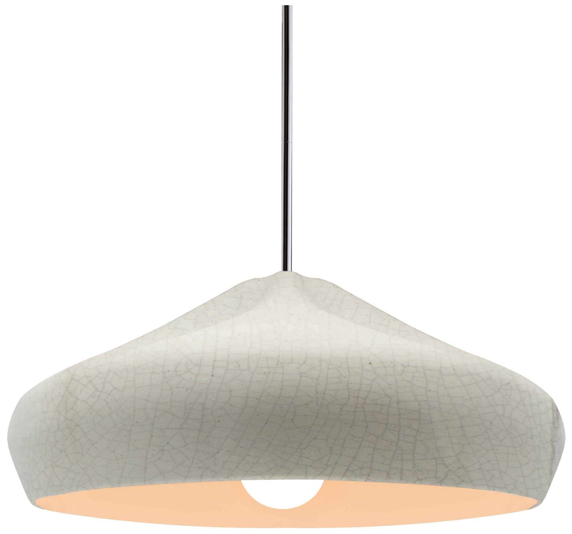 Radiance Crease 15.25"W White Crackle, Chrome LED Pendant - White Cord