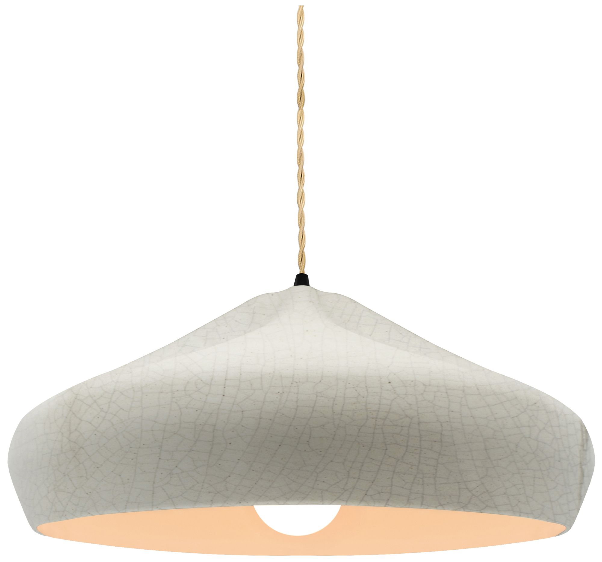 Radiance Crease 15.25"W White Crackle, Matte Black LED Pendant - Rigid Stem