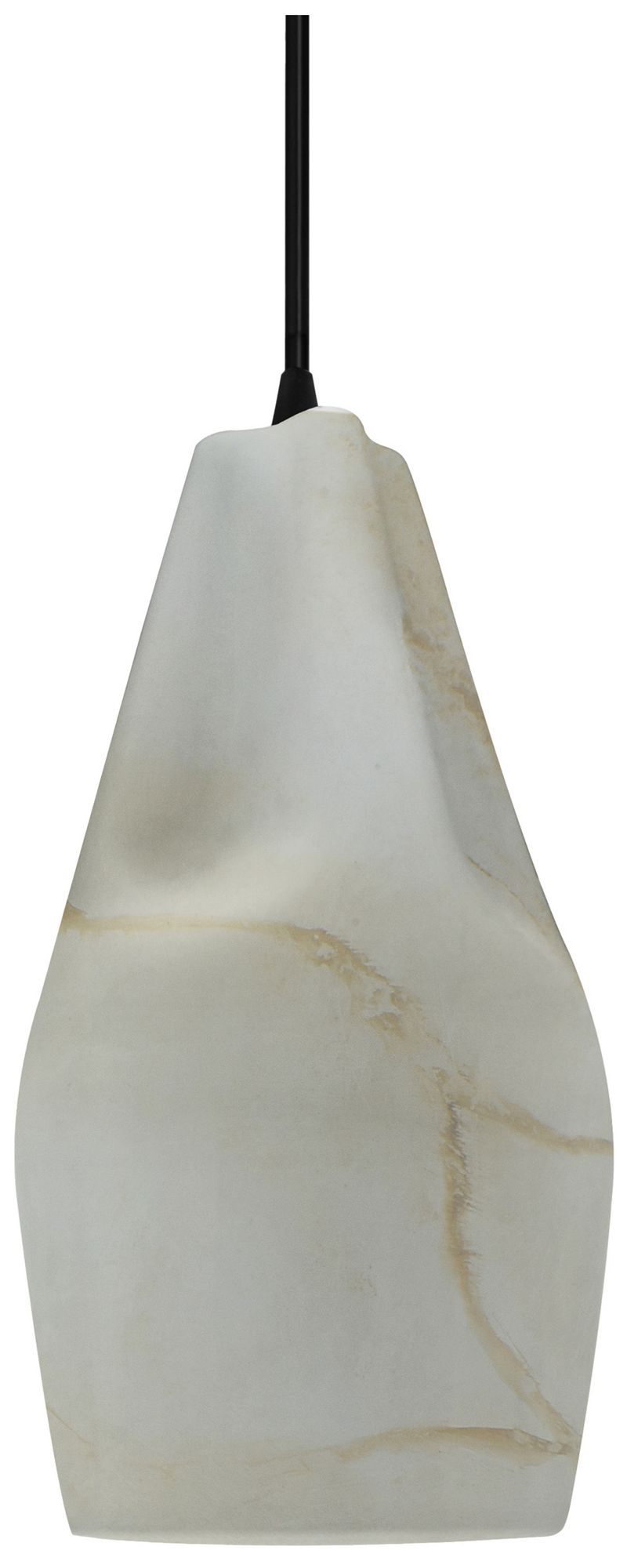 Image 2 Radiance Crease 5.75"W Carrara Marble Pendant With Black Cord Made to  more views