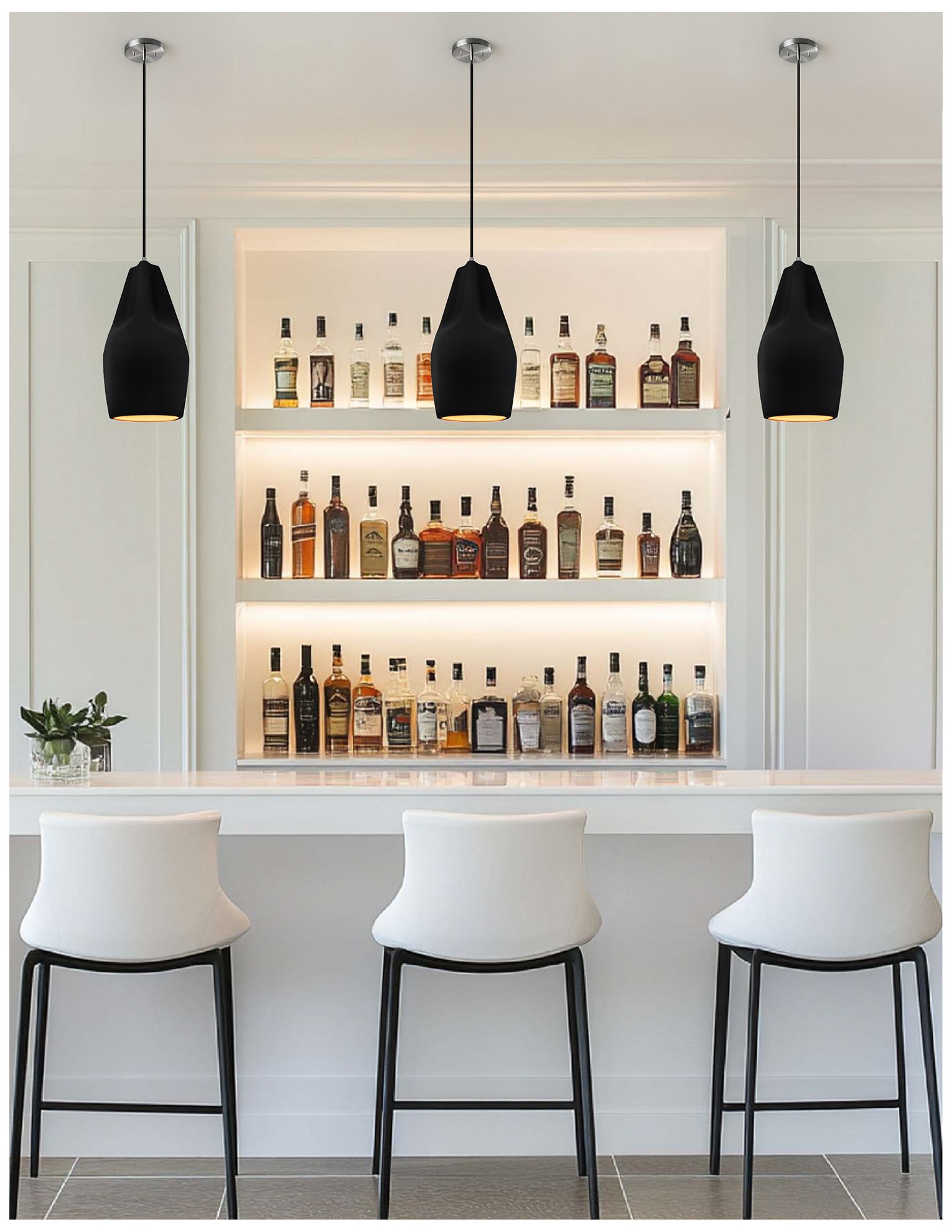 Image 3 Radiance Crease 5.75"W Carbon Matte Black Gold Pendant w/ Brass Black Cord more views