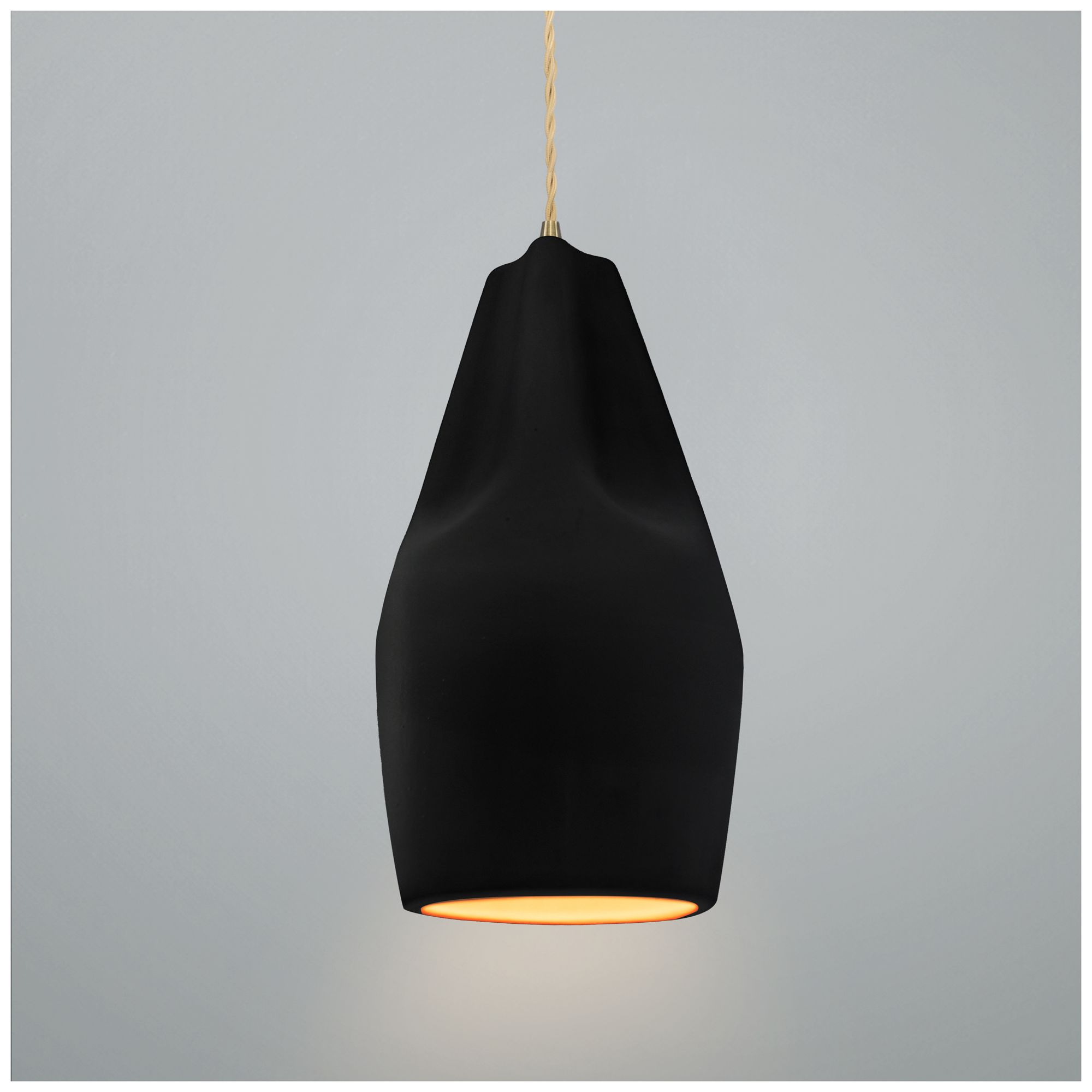 Image 3 Radiance Crease 5.75"W Matte Black Gold LED Pendant With Beige Twist Cord more views