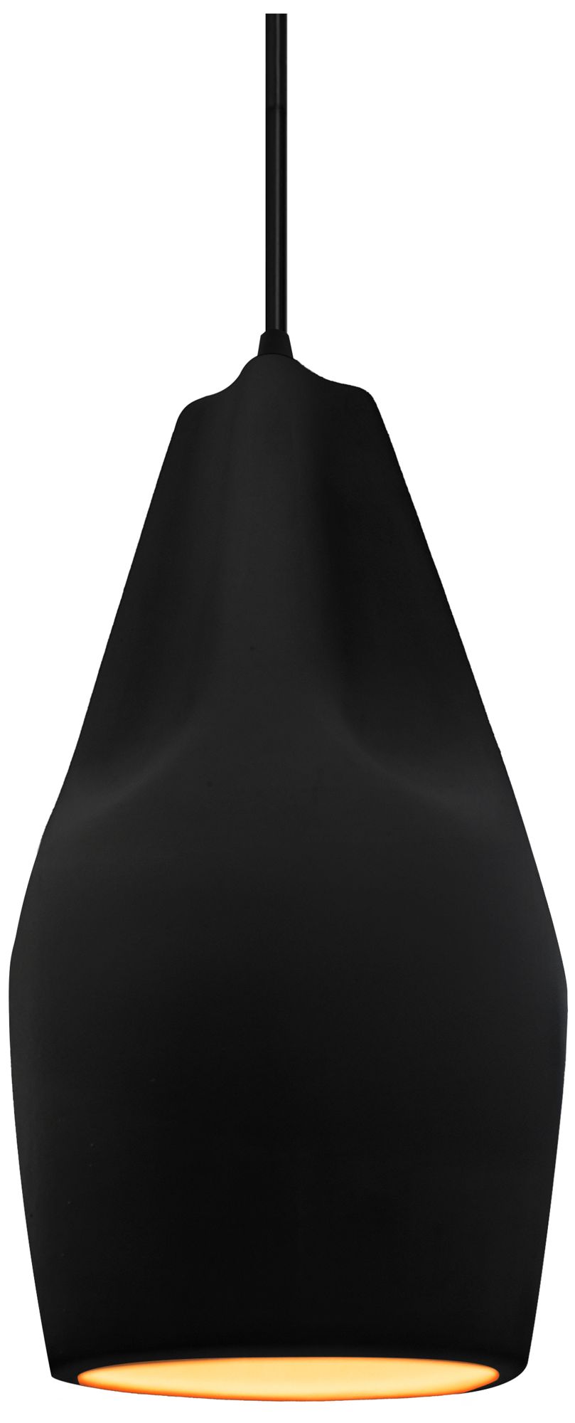 Radiance Crease 5.75" Wide Matte Black Gold LED Pendant With Black Cord