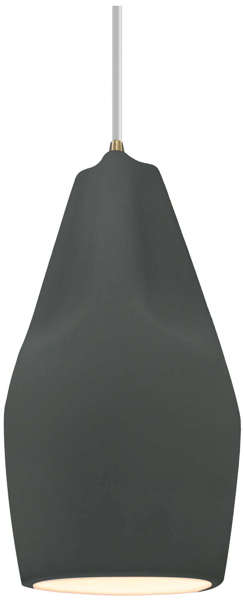 Radiance Crease 5.75" Wide Pewter Green LED Pendant With Brass White Cord