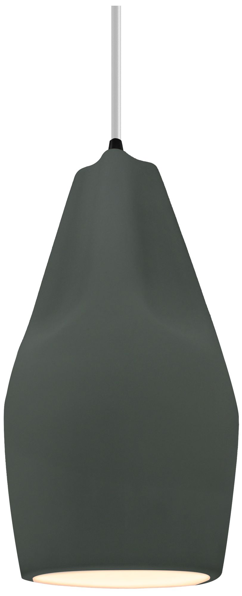 Radiance Crease 5.75" Wide Pewter Green Pendant With Black White Cord