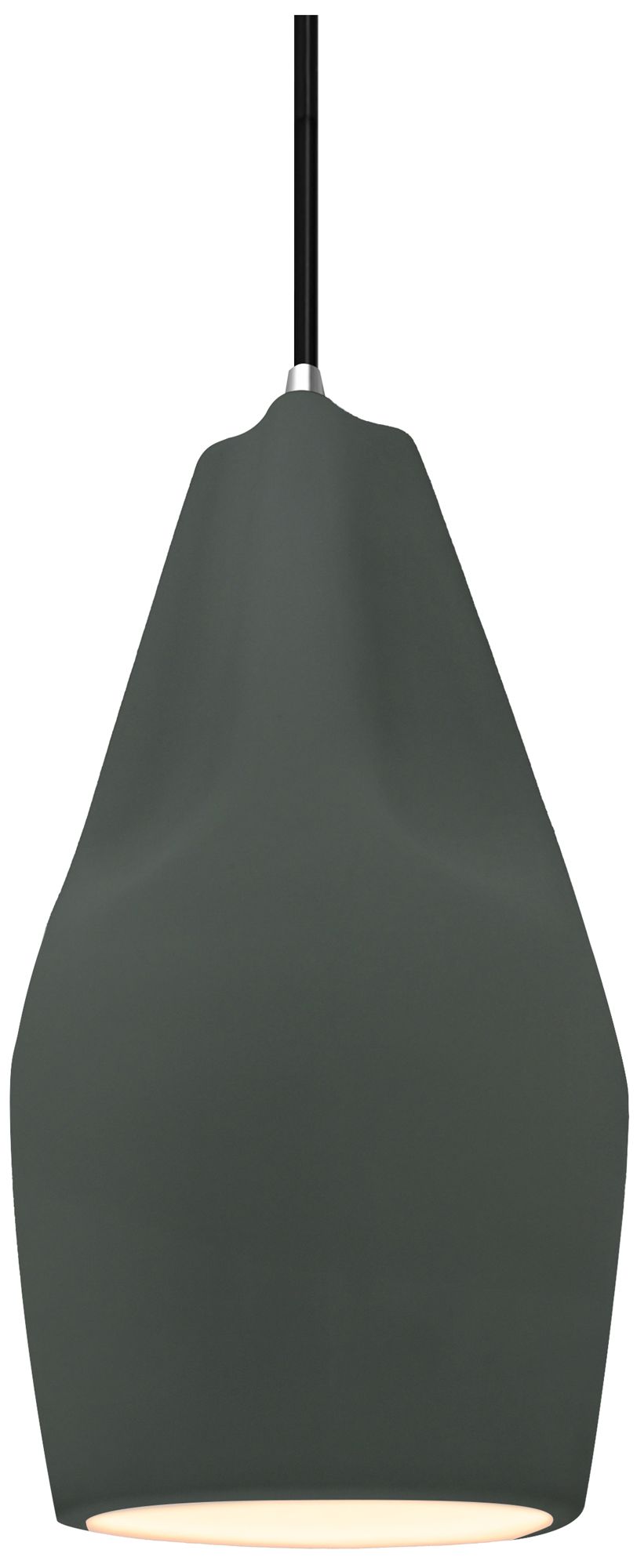 Radiance Crease 5.75" Wide Pewter Green Pendant With Chrome Black Cord