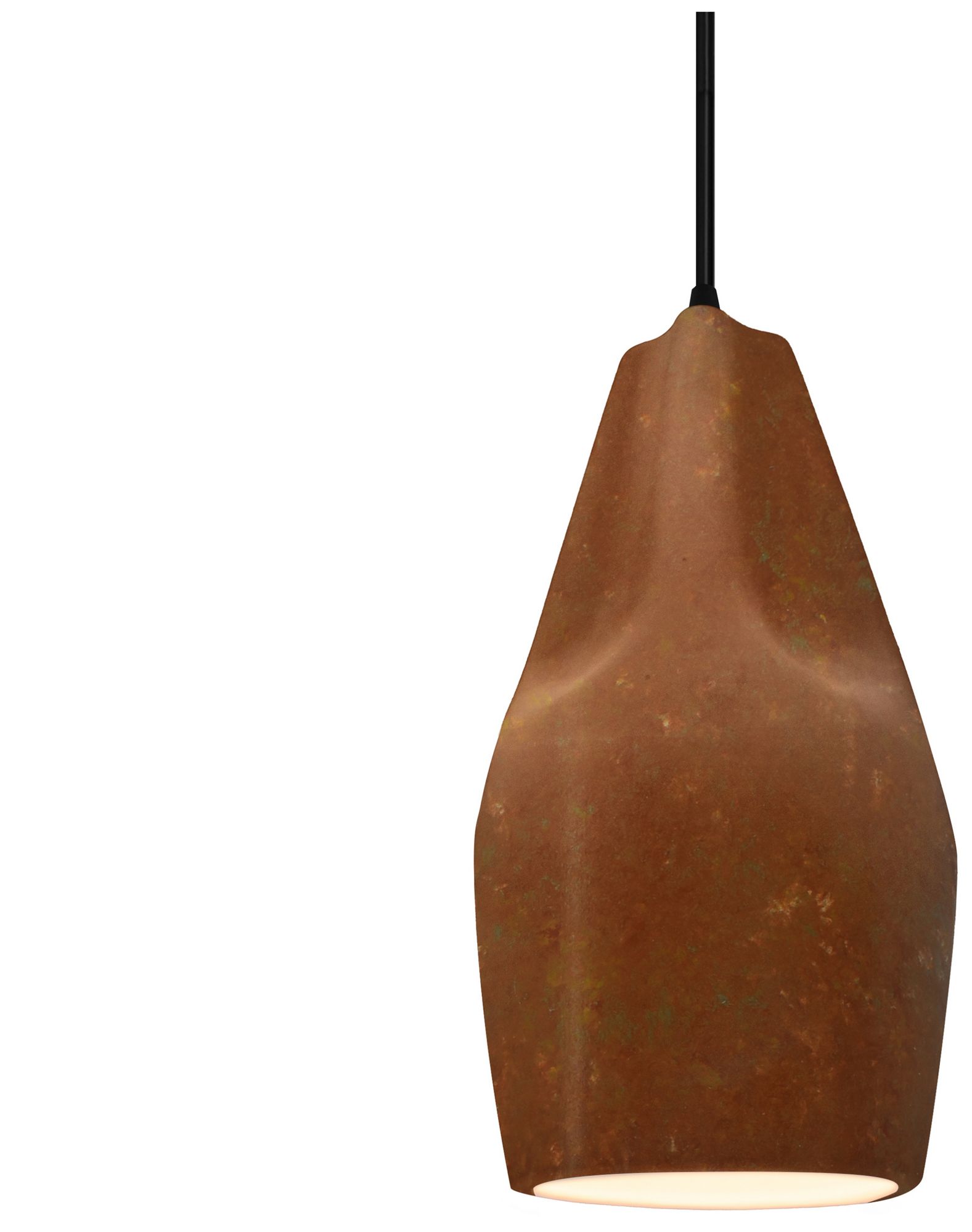 Radiance Crease 5.75" Wide Rust Patina Pendant With Black Cord