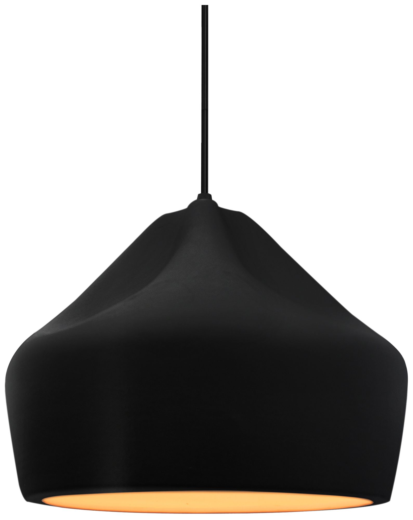 Image 2 Radiance Crease 9" Wide Carbon Matte Black Gold Pendant With Black Cord more views