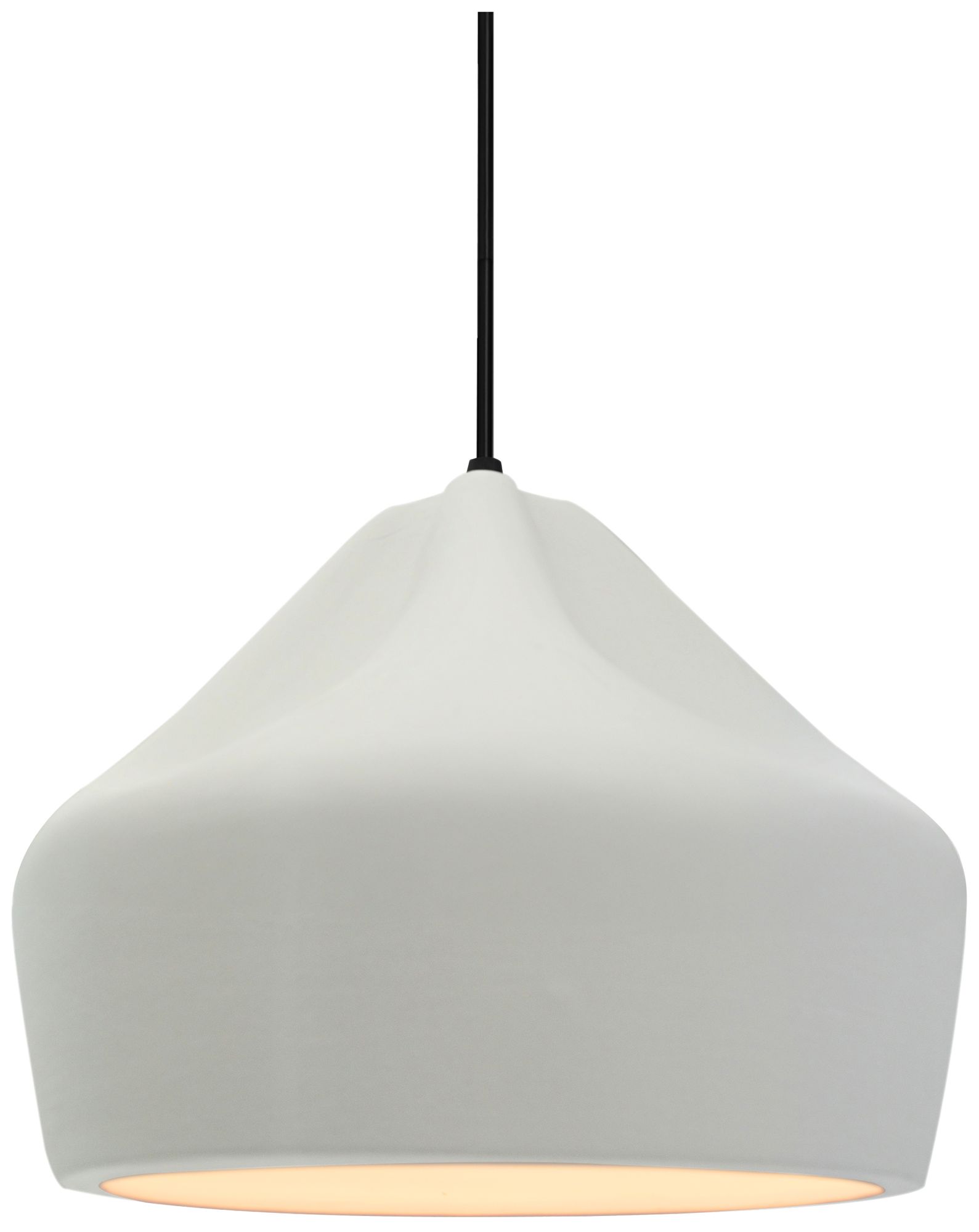 Image 2 Radiance Crease 9" Wide Matte White LED Pendant With Black Cord more views