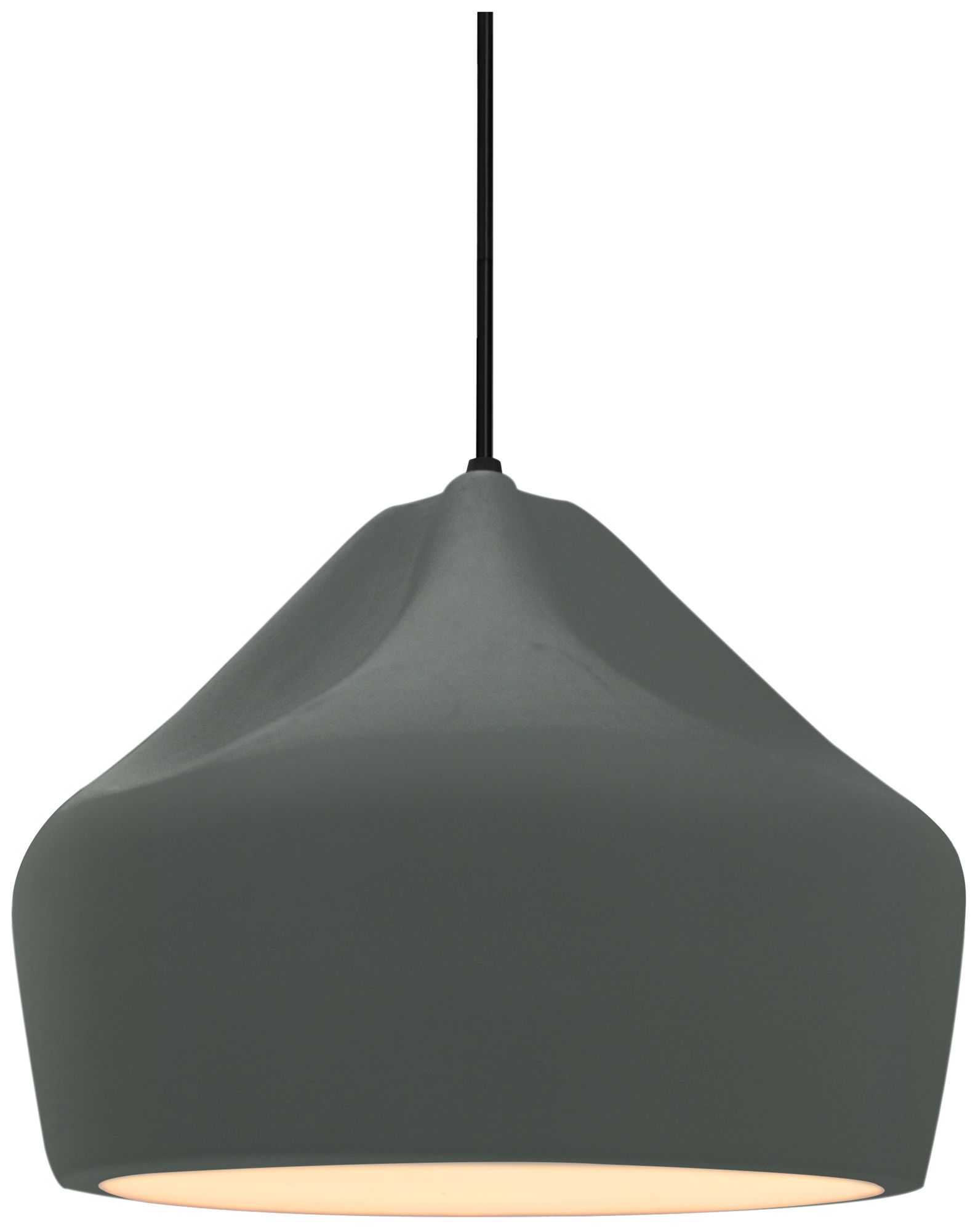 Image 2 Radiance Crease 9" Wide Pewter Green LED Pendant With Black Cord more views