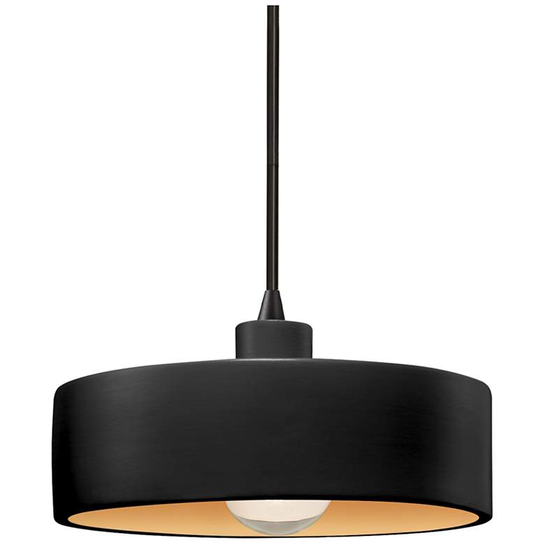 Image 3 Radiance Dish 12" Wide Matte Black and Gold Mini Pendant